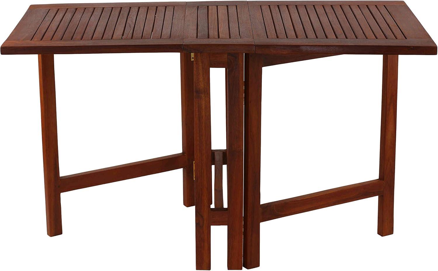 Bare Decor Emery Double Leaf Butterfly Folding Dining Table, Teak