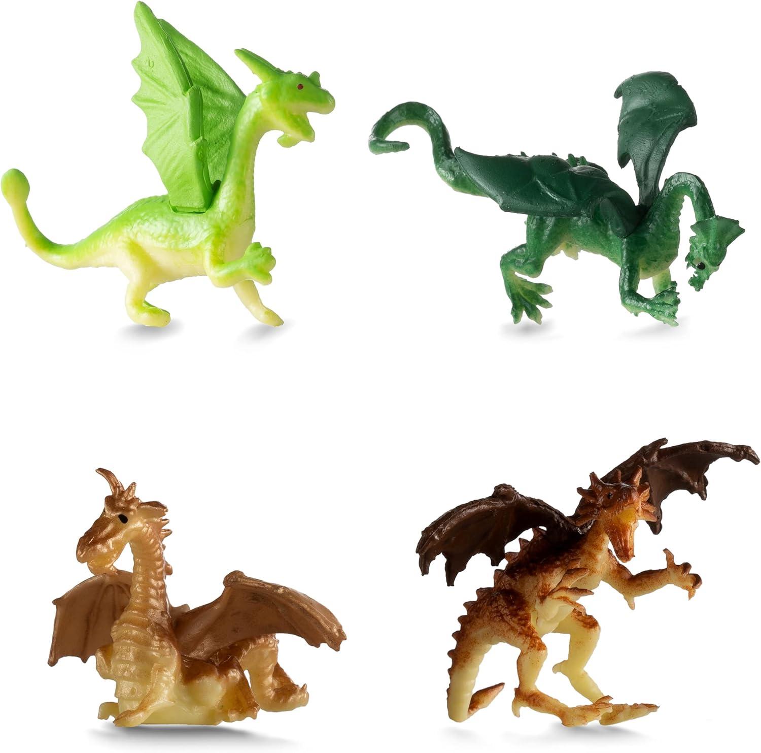Mini Dragon Toy Figures - (Pack of 36) 2 Inch Plastic Rubbery Dragon Figurines in Assorted Colors and Styles - Kids Toys for Birthday Party Favors, Decorations, Cupcake Toppers and Piñatas