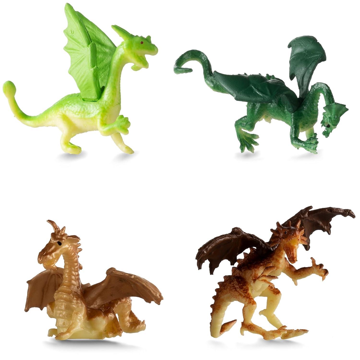 Mini Dragon Toy Figures - (Pack of 36) 2 Inch Plastic Rubbery Dragon Figurines in Assorted Colors and Styles - Kids Toys for Birthday Party Favors, Decorations, Cupcake Toppers and Piñatas