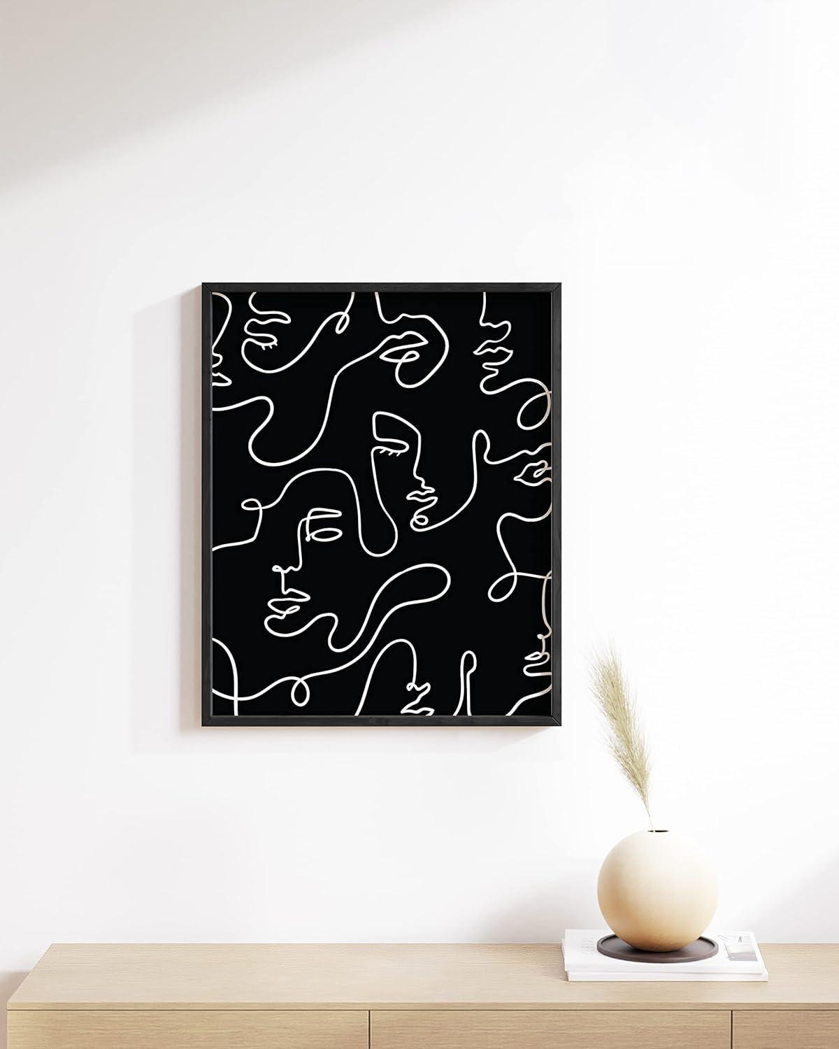 Minimalist Black and White Abstract Line Art Print