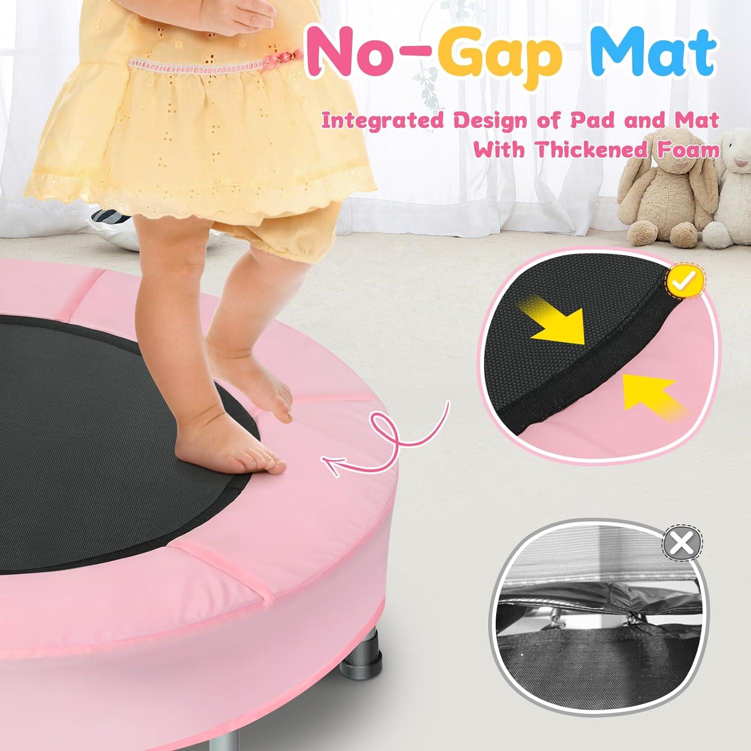 Pink Round Mini Trampoline with Handle for Kids