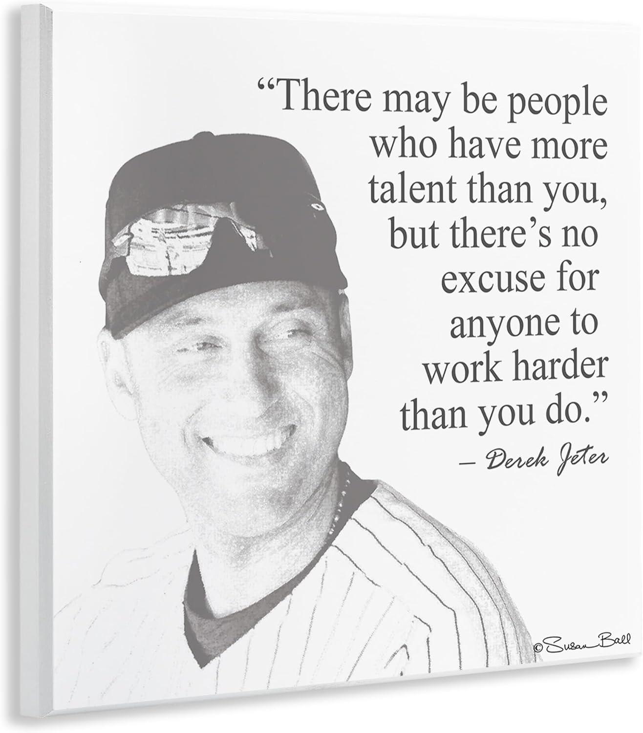 Stupell Industries Work Hard Derek Jeter Quote, 12" x 12"