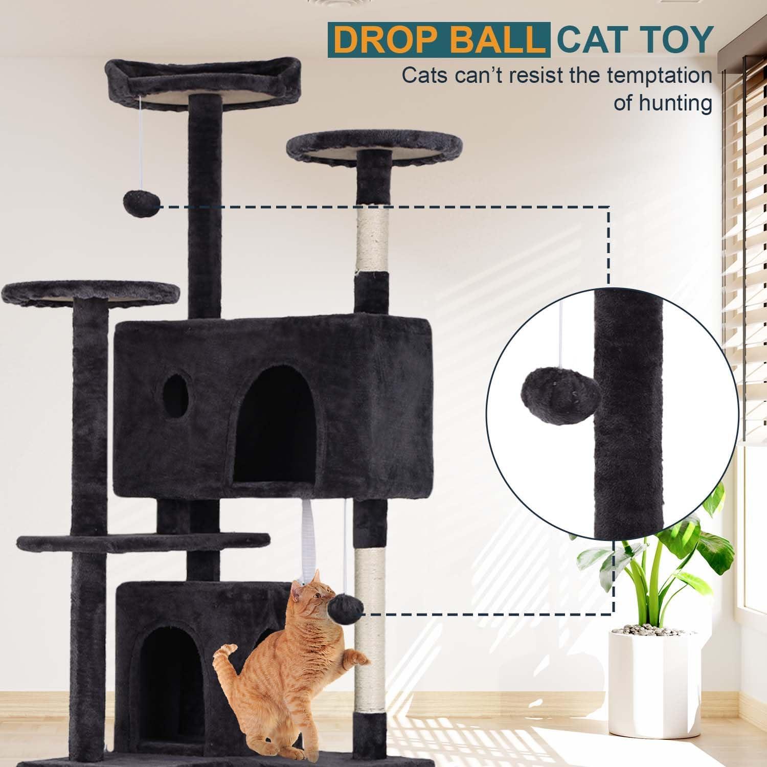 Tucker Murphy Pet™ 70In Cat Tree Tower For Indoor Cats,Multi-Level, Furniture Activity Center With Scratching Posts Stand House Cat Condo With Funny Toys For Kittens Pet Play House,Dark Gray