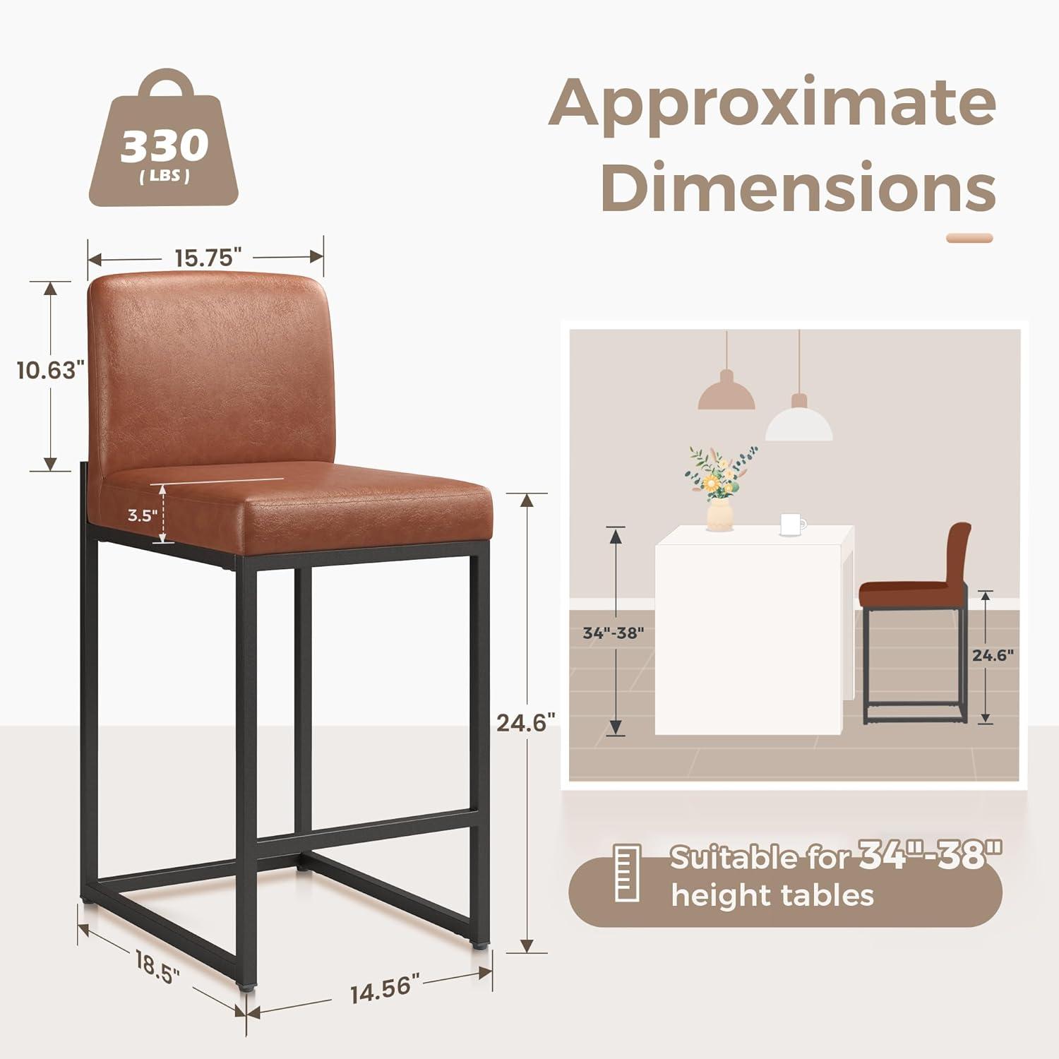 Wade Logan® Catharinus Extra Tall Bar Stool Set - Black Metal Base & Waterproof Faux Leather (Set of 3)