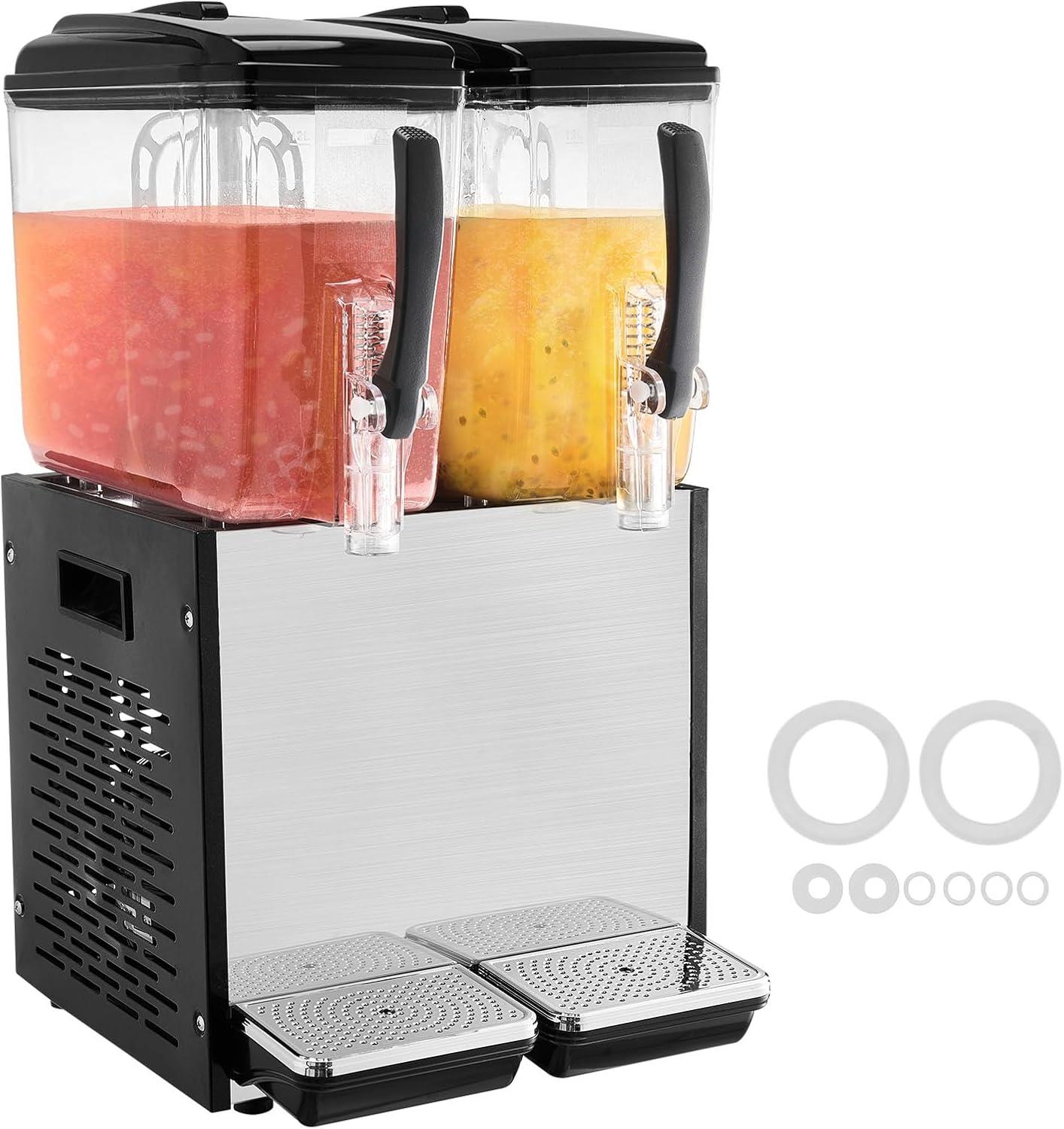 VEVOR Commercial Beverage Dispenser 12L x 2 Tanks Cold Juice Ice Drink Dispenser