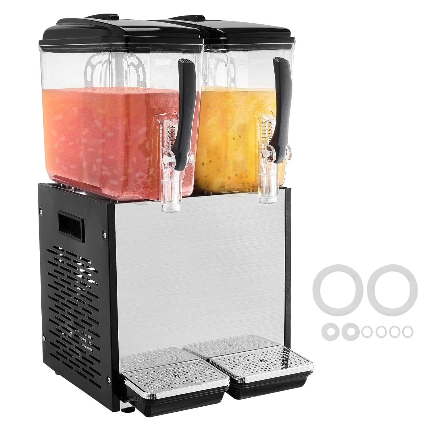 VEVOR Commercial Beverage Dispenser 12L x 2 Tanks Cold Juice Ice Drink Dispenser
