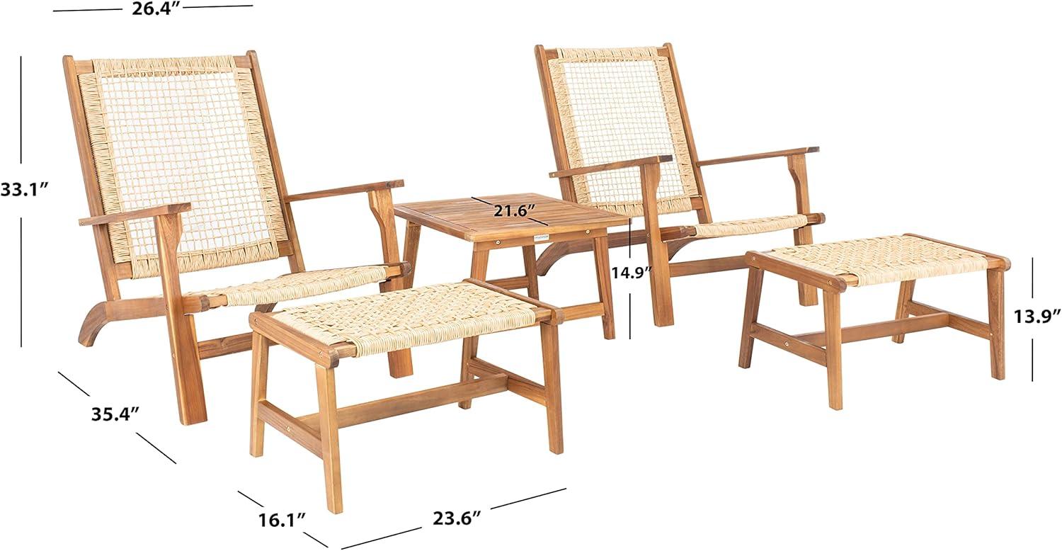 Chantelle Natural Acacia and Rattan 5-Piece Patio Set