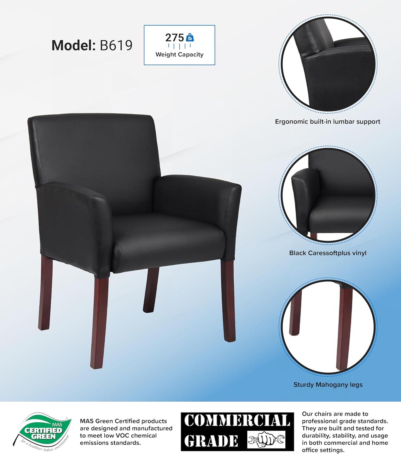 Boss Office Products Black Reception Waiting Room Chair