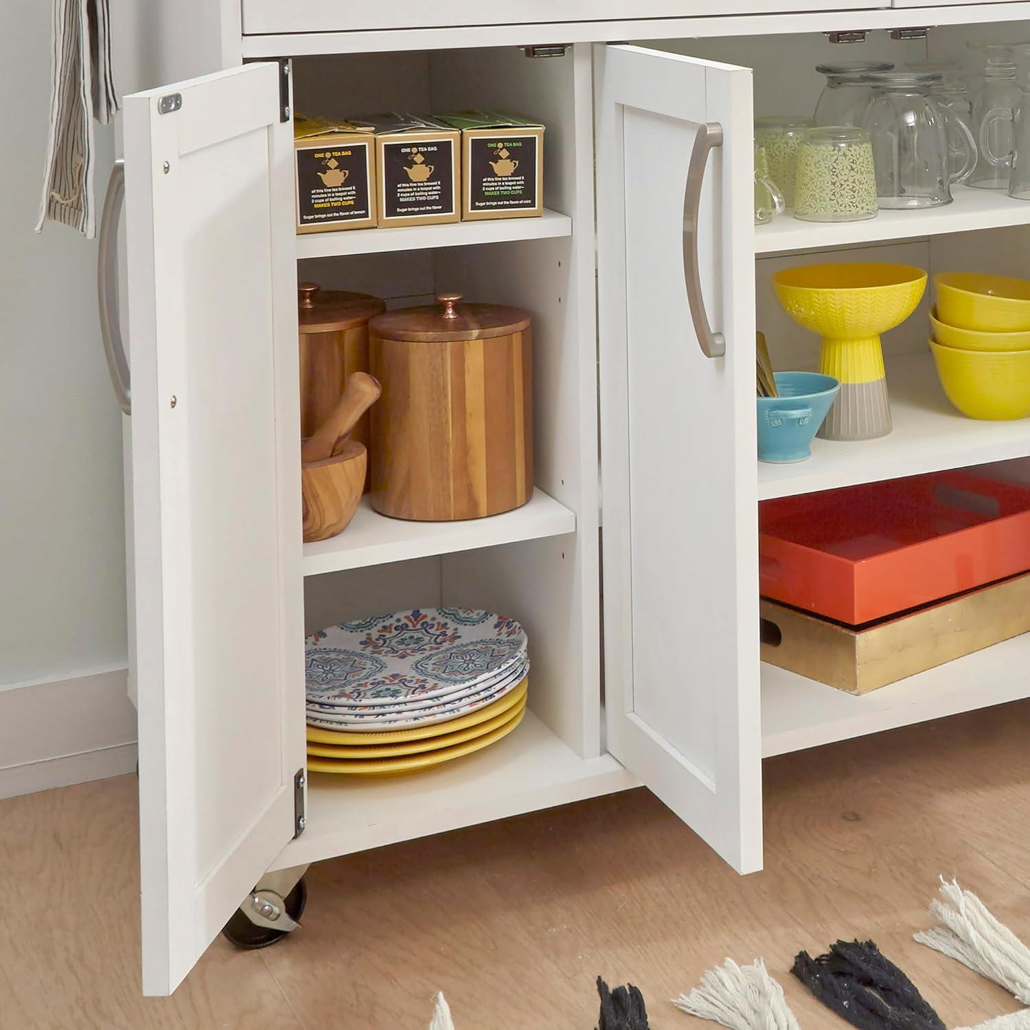 Homestyles 51"W Storage Plus Off White Wood Kitchen Cart