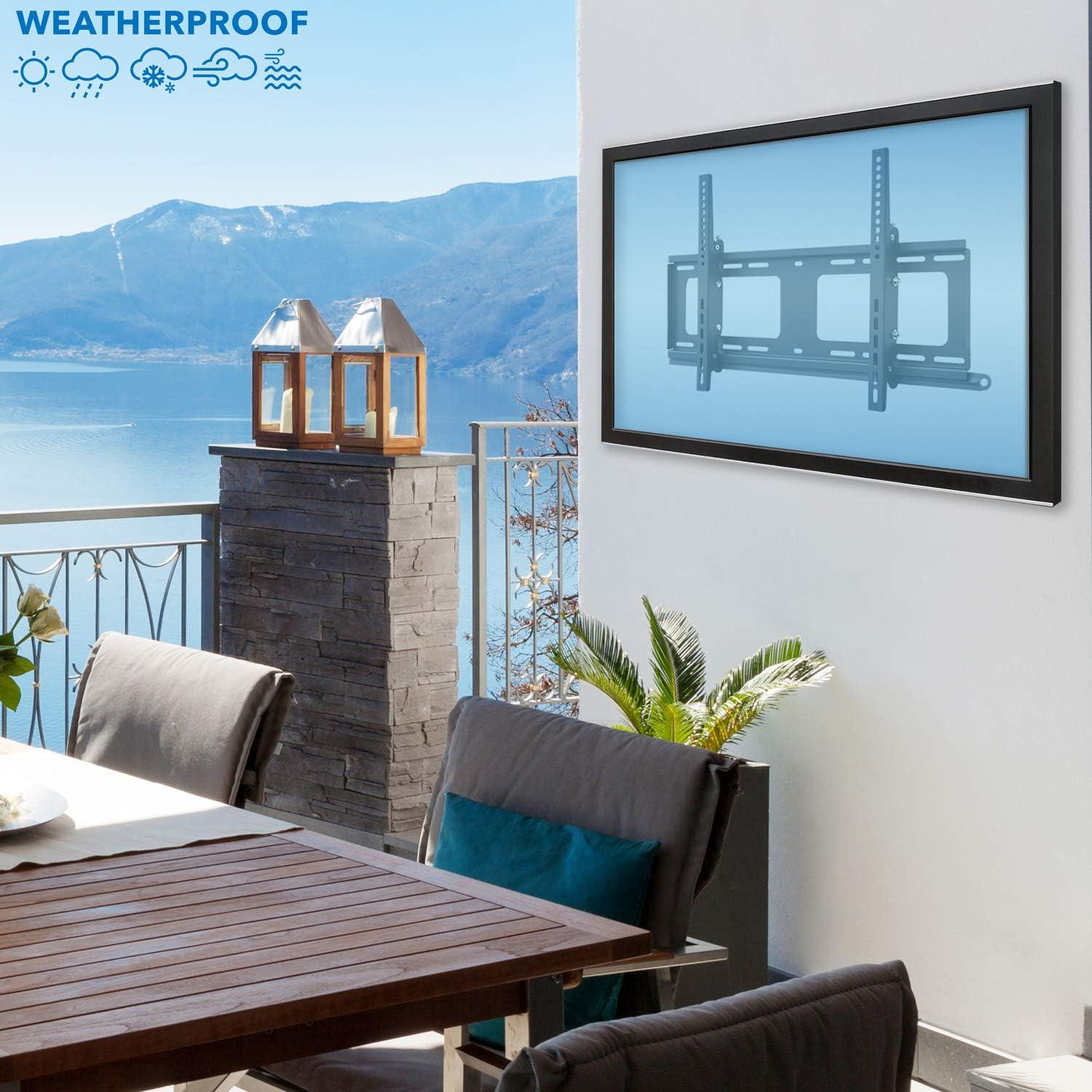 Mount-It Weatherproof TV Wall Mount | Lockable & Tilting 2.1 Low Profile Fits 37 - 80 In. Tvs