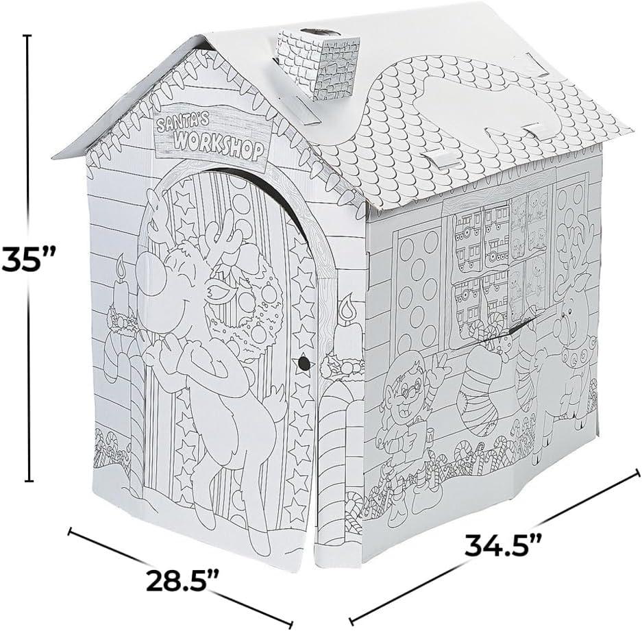 DIY Cardboard Santa Workshop Playhouse for Kids