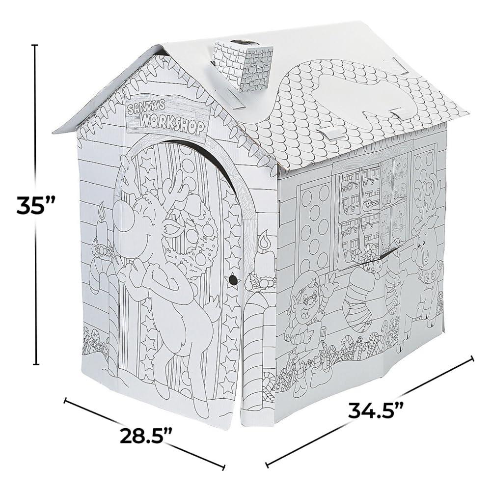 DIY Cardboard Santa Workshop Playhouse for Kids