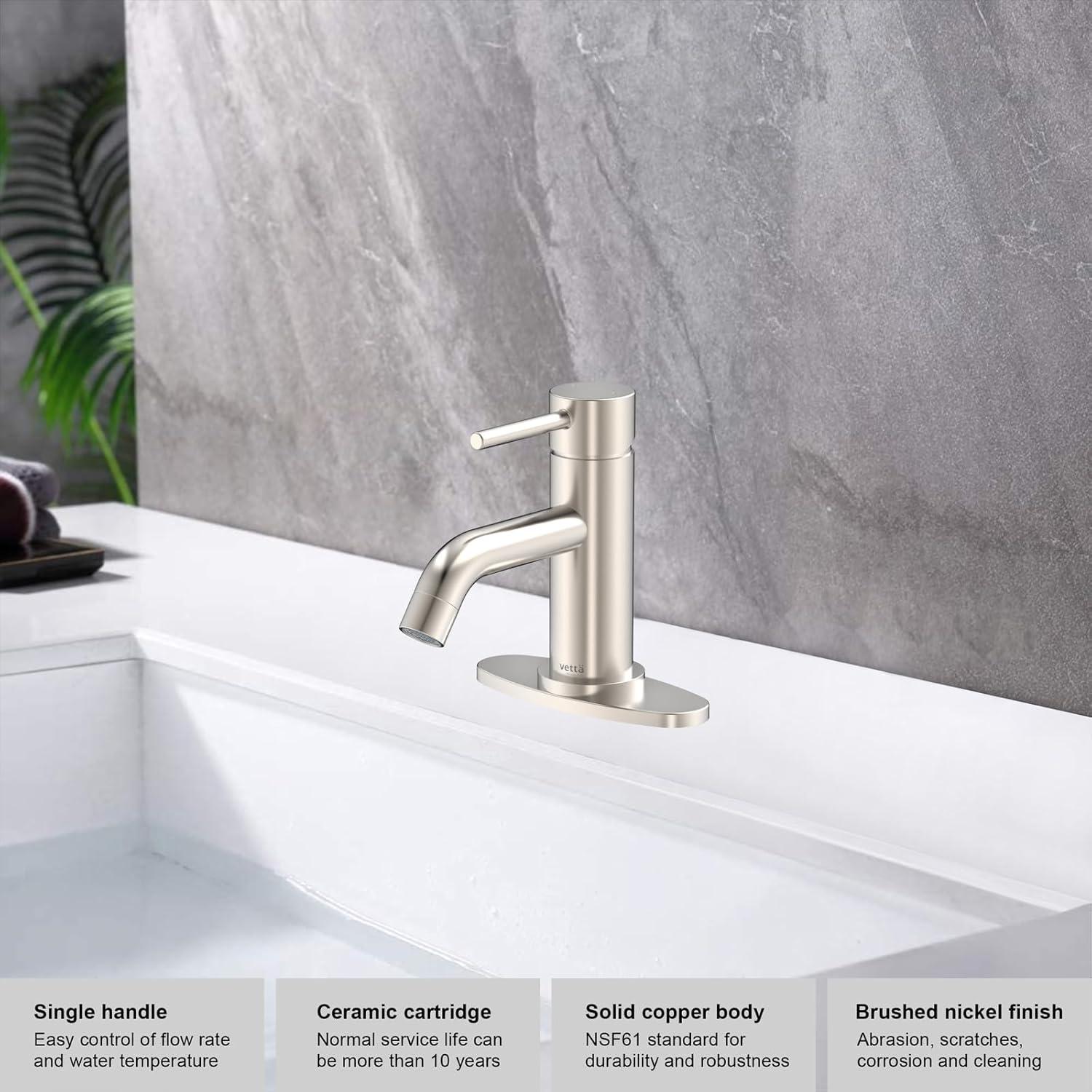 Brushed Nickel Single Handle High Arc Bathroom Faucet