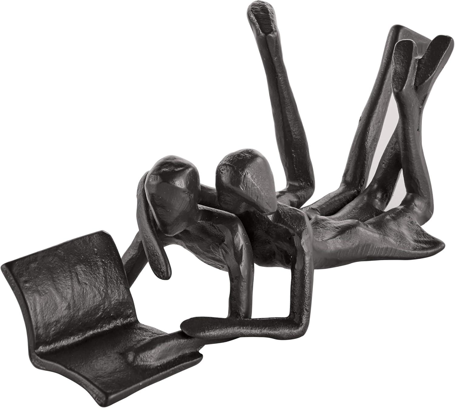 Danya B Brown Cast Iron Abstract Couple Reading Book Together Sculpture - Tabletop Figurine For Desks or Shelves