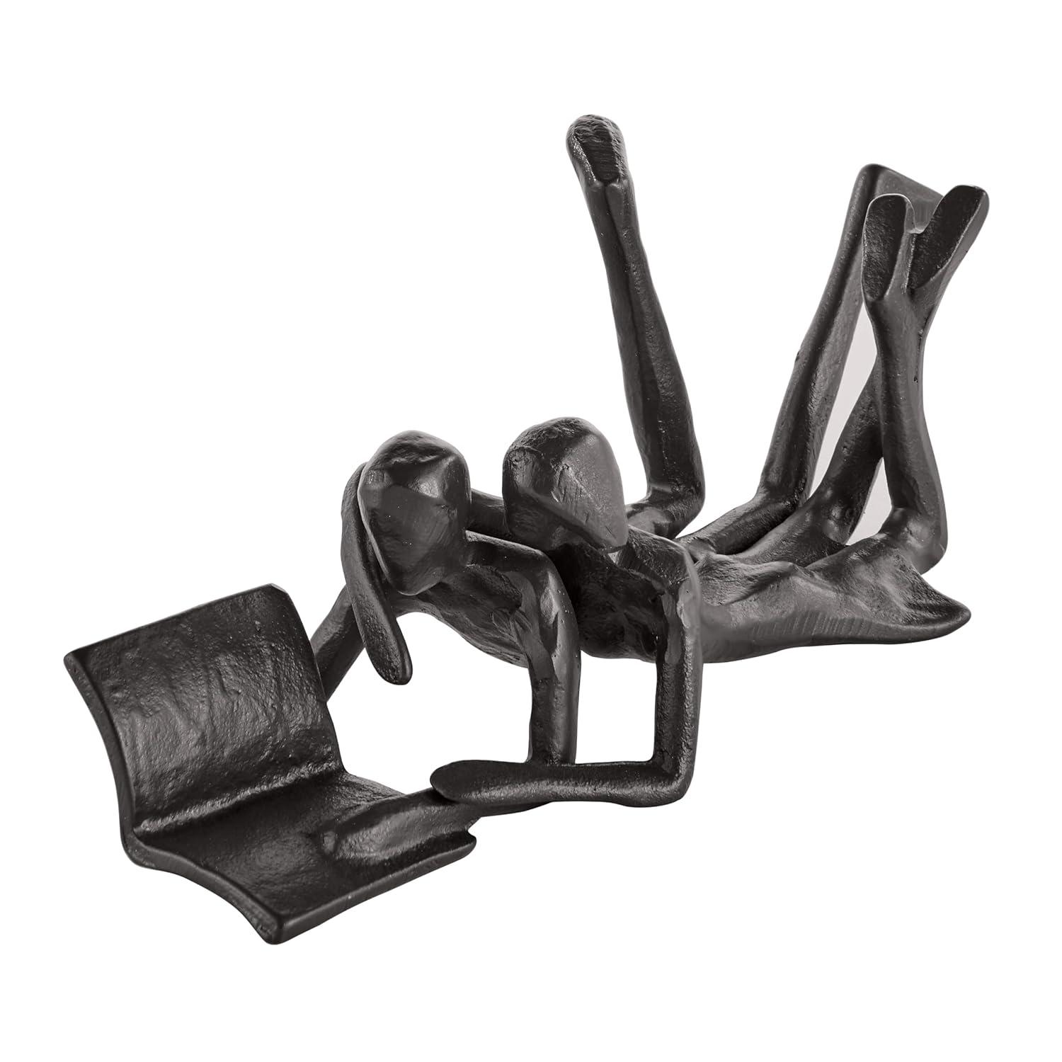 Danya B Brown Cast Iron Abstract Couple Reading Book Together Sculpture - Tabletop Figurine For Desks or Shelves