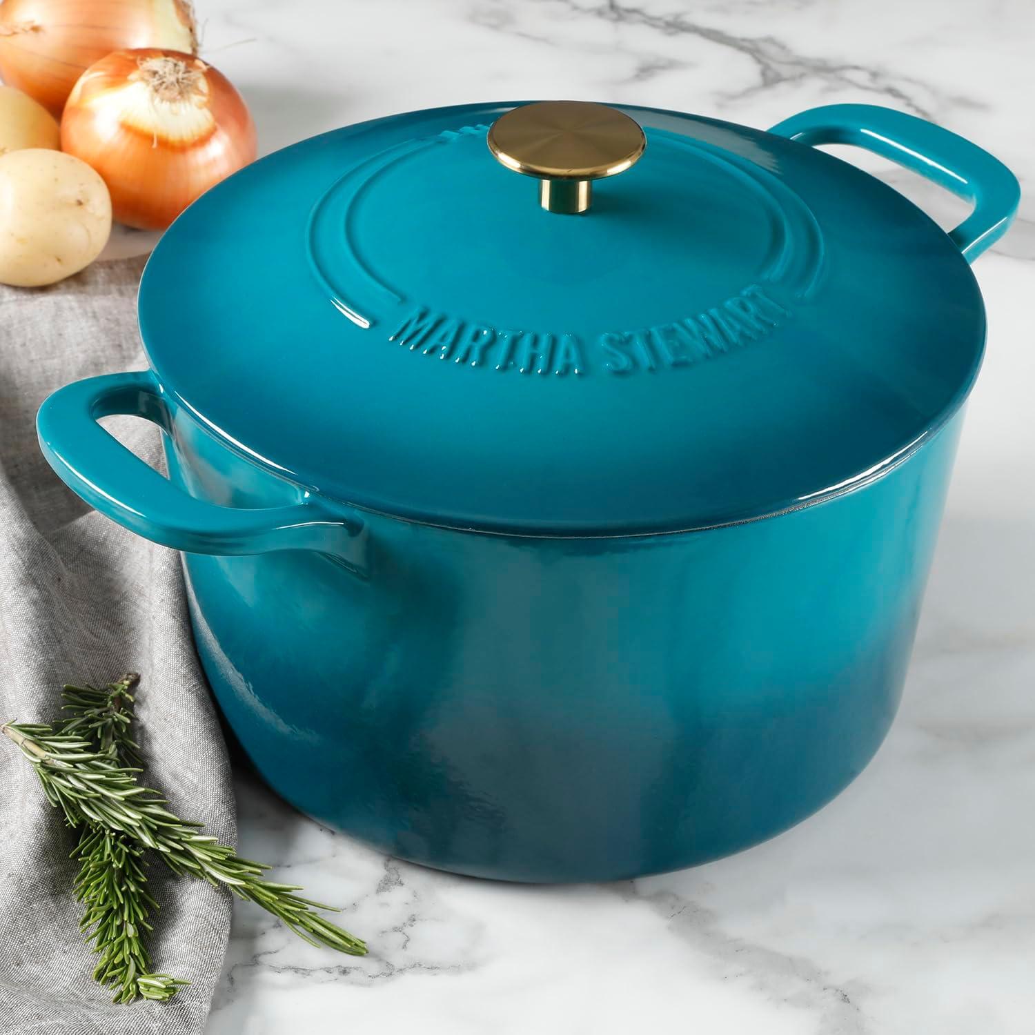 Martha Stewart Gatwick 7 qt. Cast Iron Round Dutch Oven with Lid