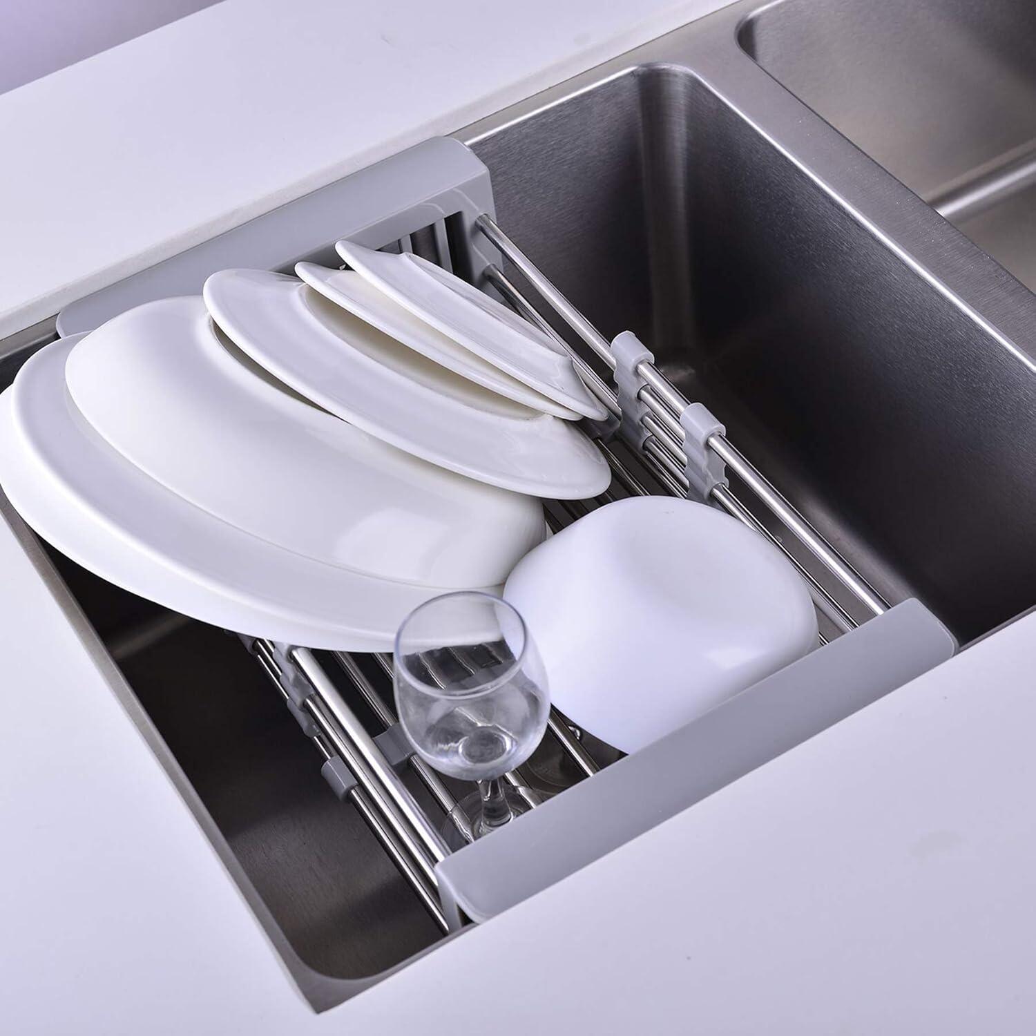 Adjustable Stainless Steel Over-Sink Dish Drying Rack