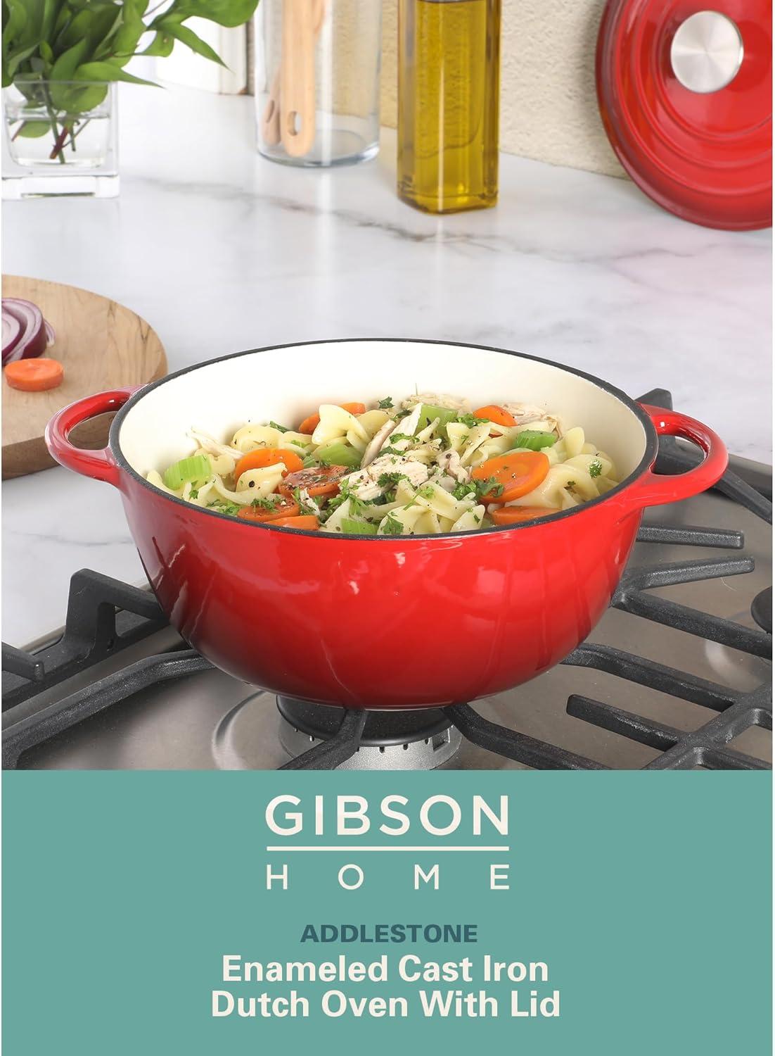 Gibson Home Gibson Home Addlestone 2.65 Quart Enamel Cast Iron Dutch Oven - Red