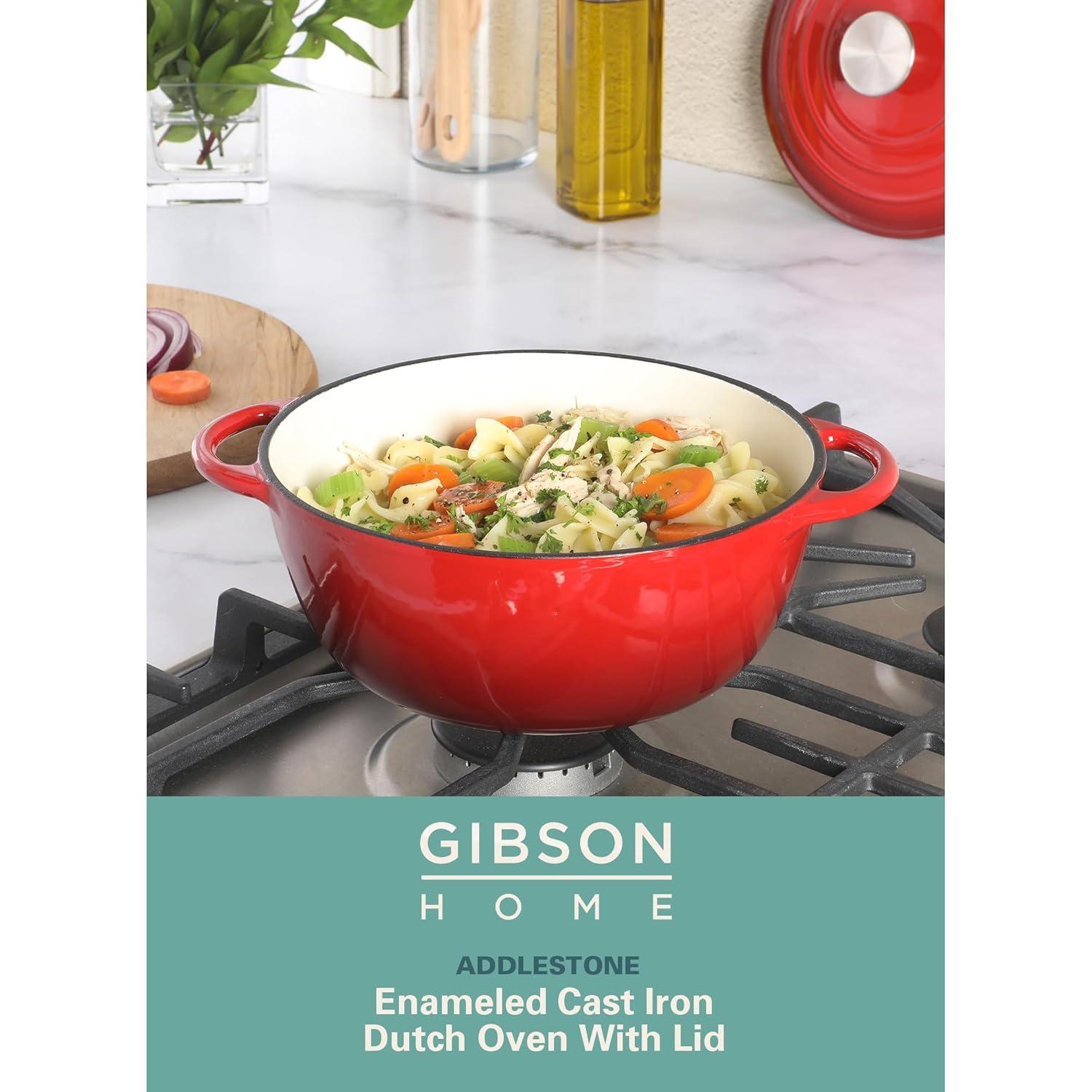 Gibson Home Gibson Home Addlestone 2.65 Quart Enamel Cast Iron Dutch Oven - Red