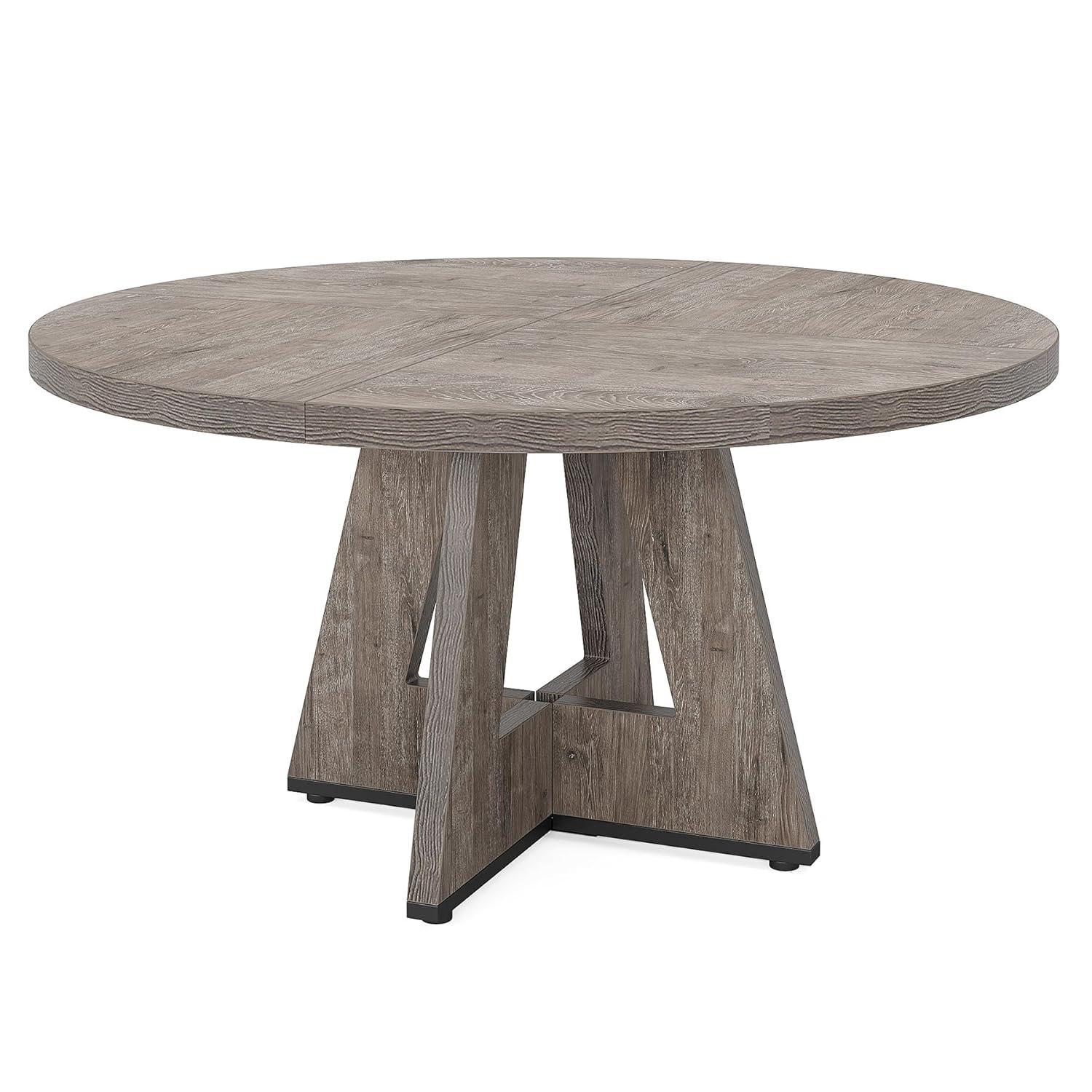 47-inch Round Dining Table Wood Dinner Table for 4-6 People Grey