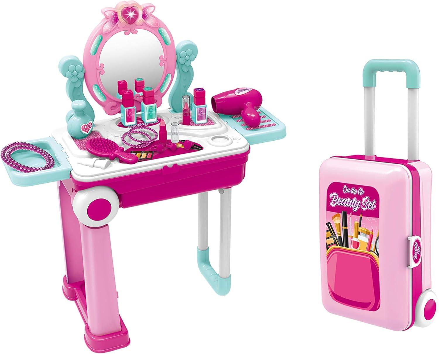 Kid's Pink Portable Vanity Set with Accessories