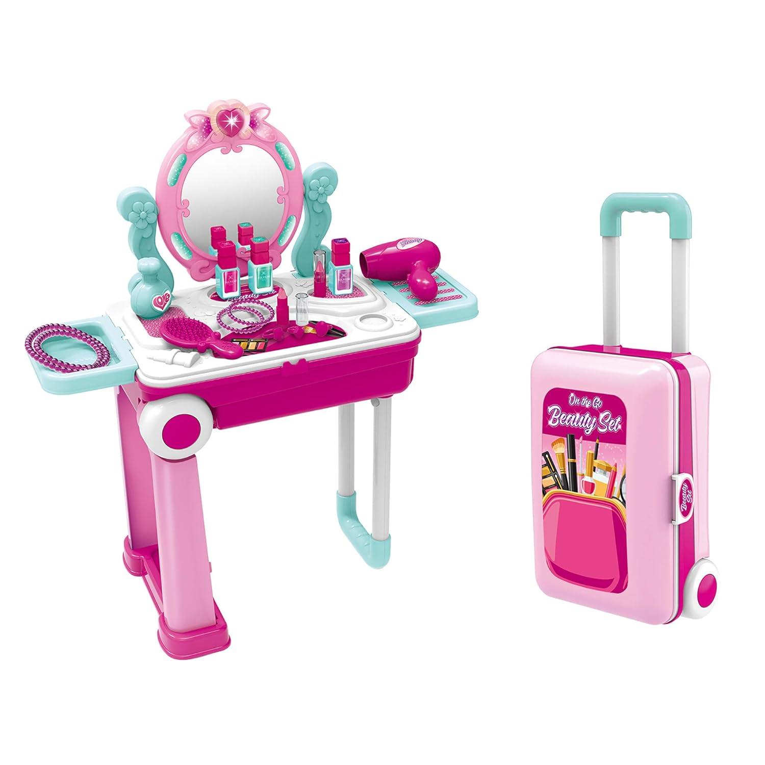 Kid's Pink Portable Vanity Set with Accessories