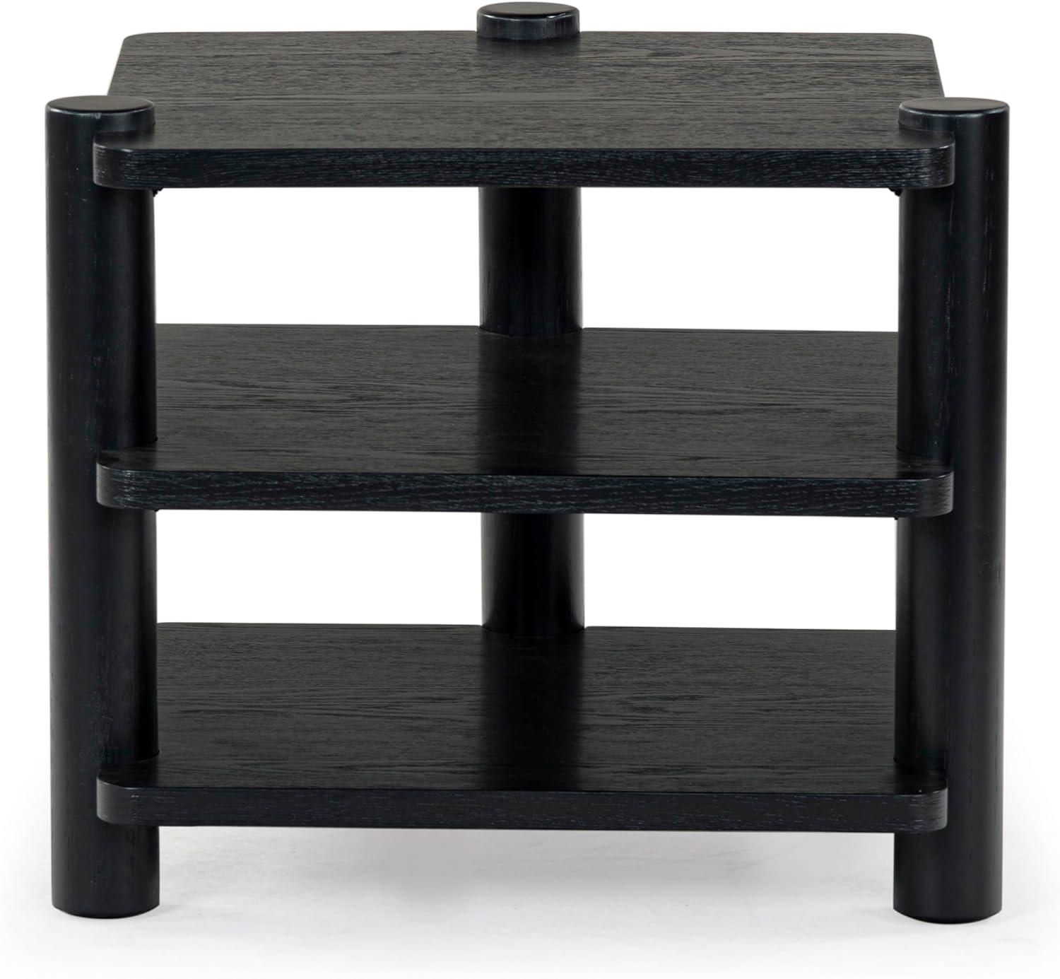 Edisyn Black Solid Wood 3-Shelf Accent Table