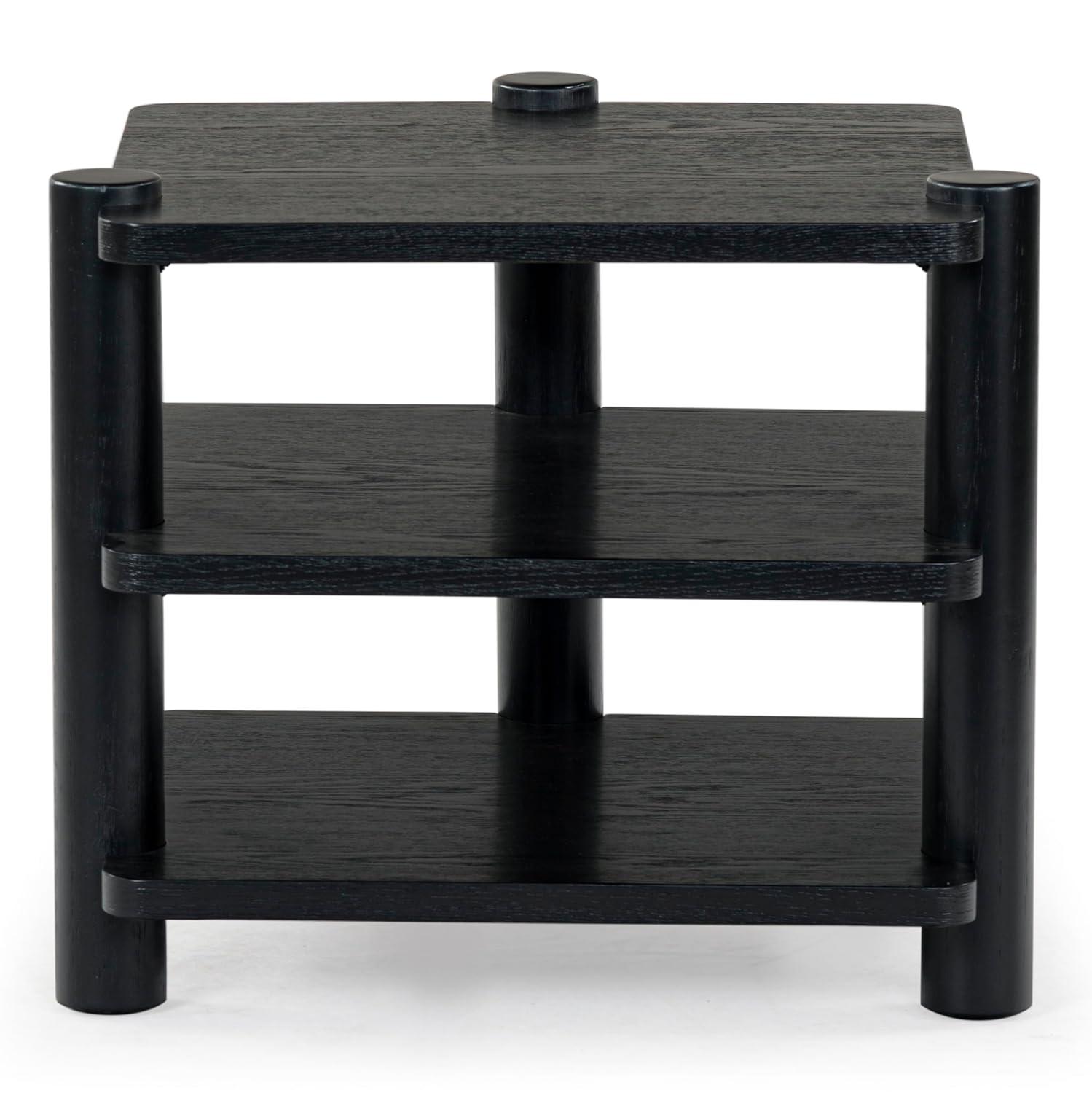 Edisyn Black Solid Wood 3-Shelf Accent Table