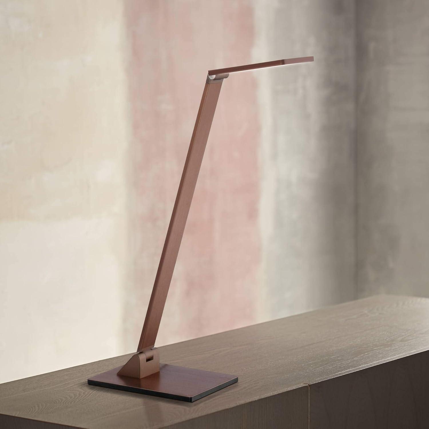 Possini Euro Design Bentley Modern Desk Lamp 21" High French Bronze Aluminum Metal LED Touch On Off Adjustable Head for Bedroom Living Room Office