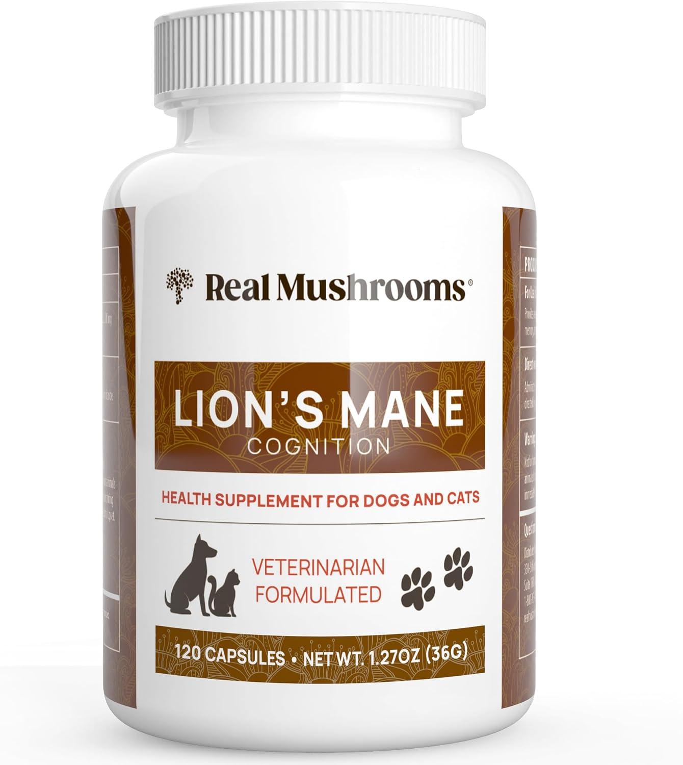Real Mushrooms Lion's Mane, For Dogs and Cats, 120 Capsules