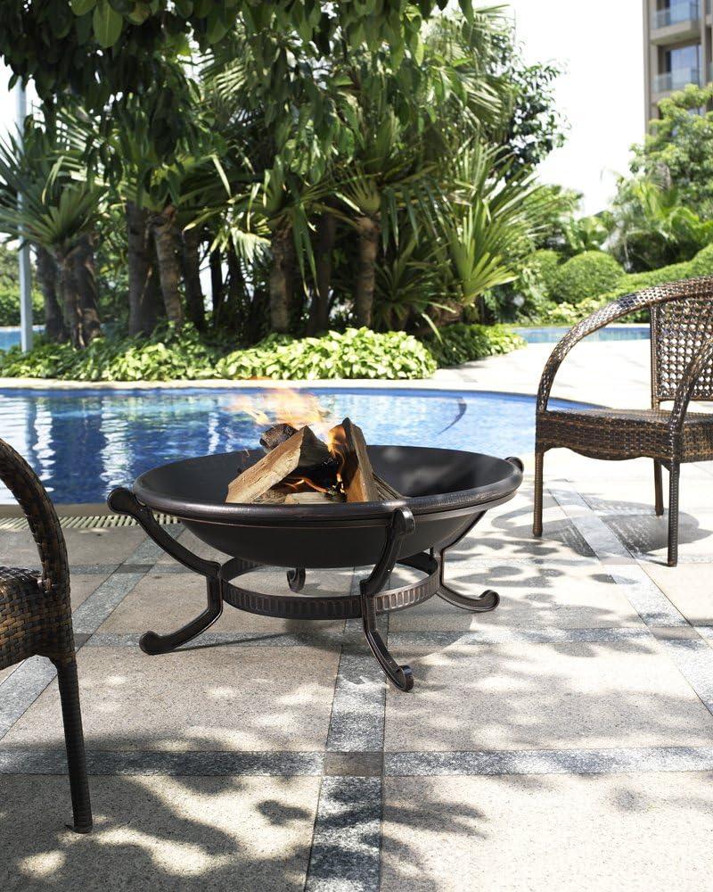 Ashland Firepit - Black - Crosley: Cast Iron Copper Finish, 35" Bowl, Mesh Guard, Poker Included