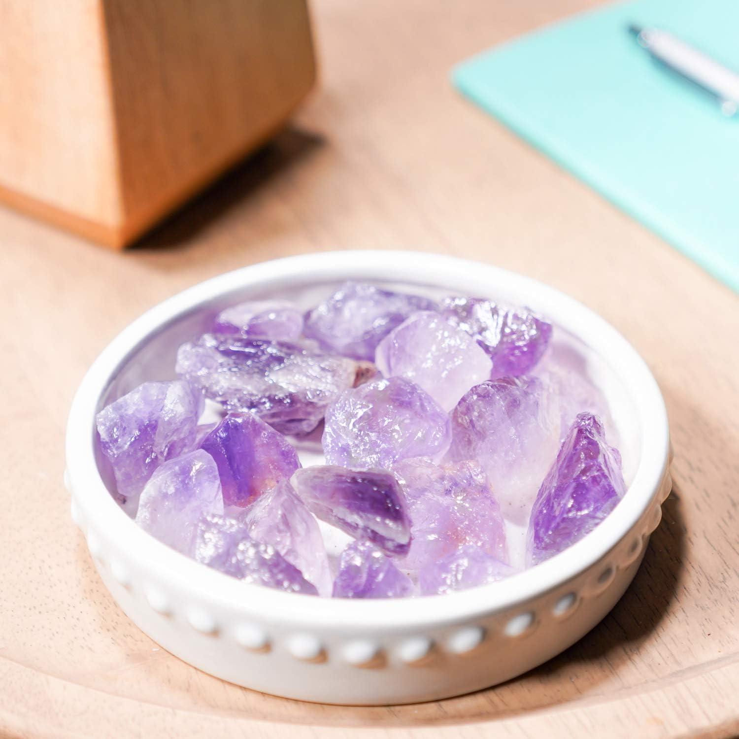 Crystal Allies Materials: 1lb Bulk Rough Amethyst Quartz Stones from Madagascar - Large 1" Raw Natural Crystals for Cabbing, Cutting, Lapidary, Tumbling, and Polishing