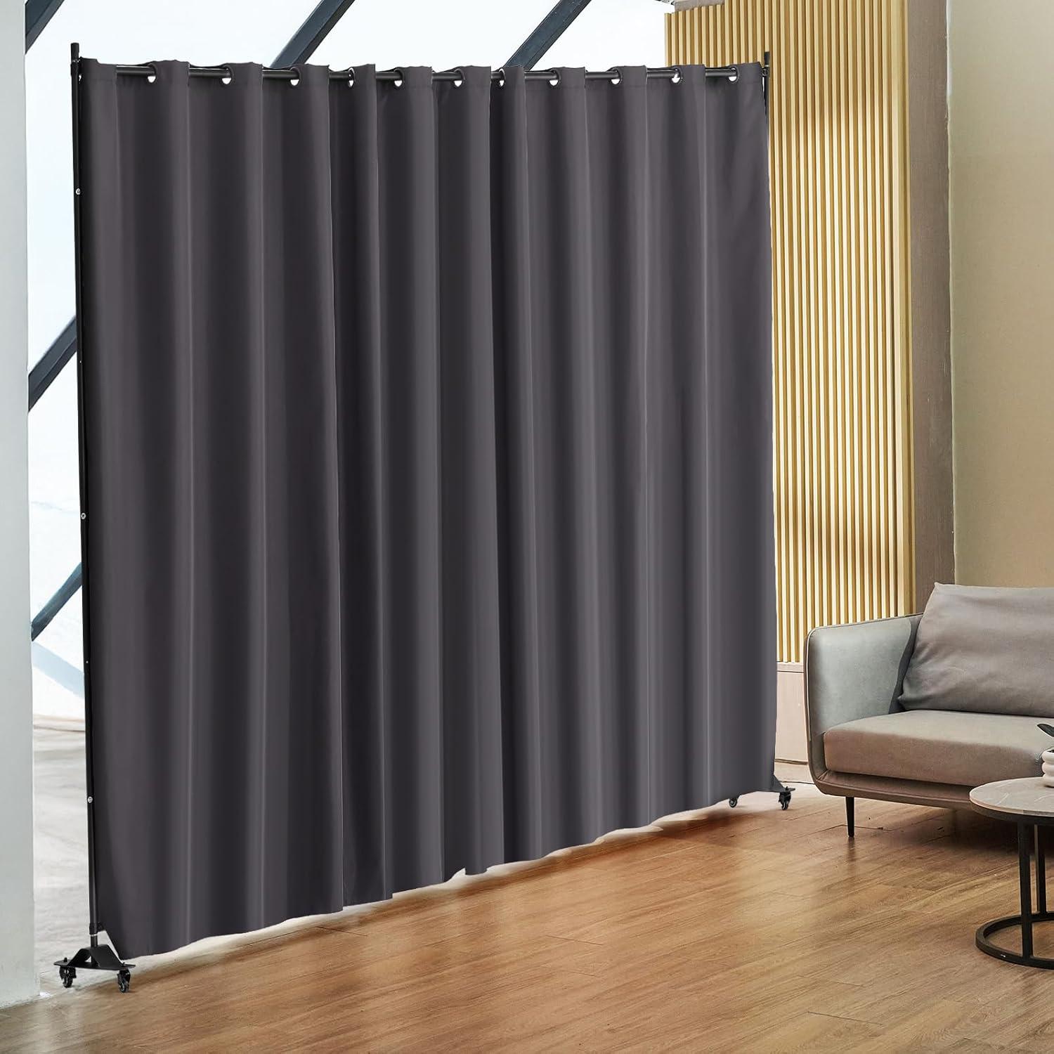 VEVOR Room Divider, Portable Panel Room Divider with Wheels Curtain Divider Stand, Freestanding Partition Divider Privacy Screen for Office, Bedroom, Dining Room, Study, Grey