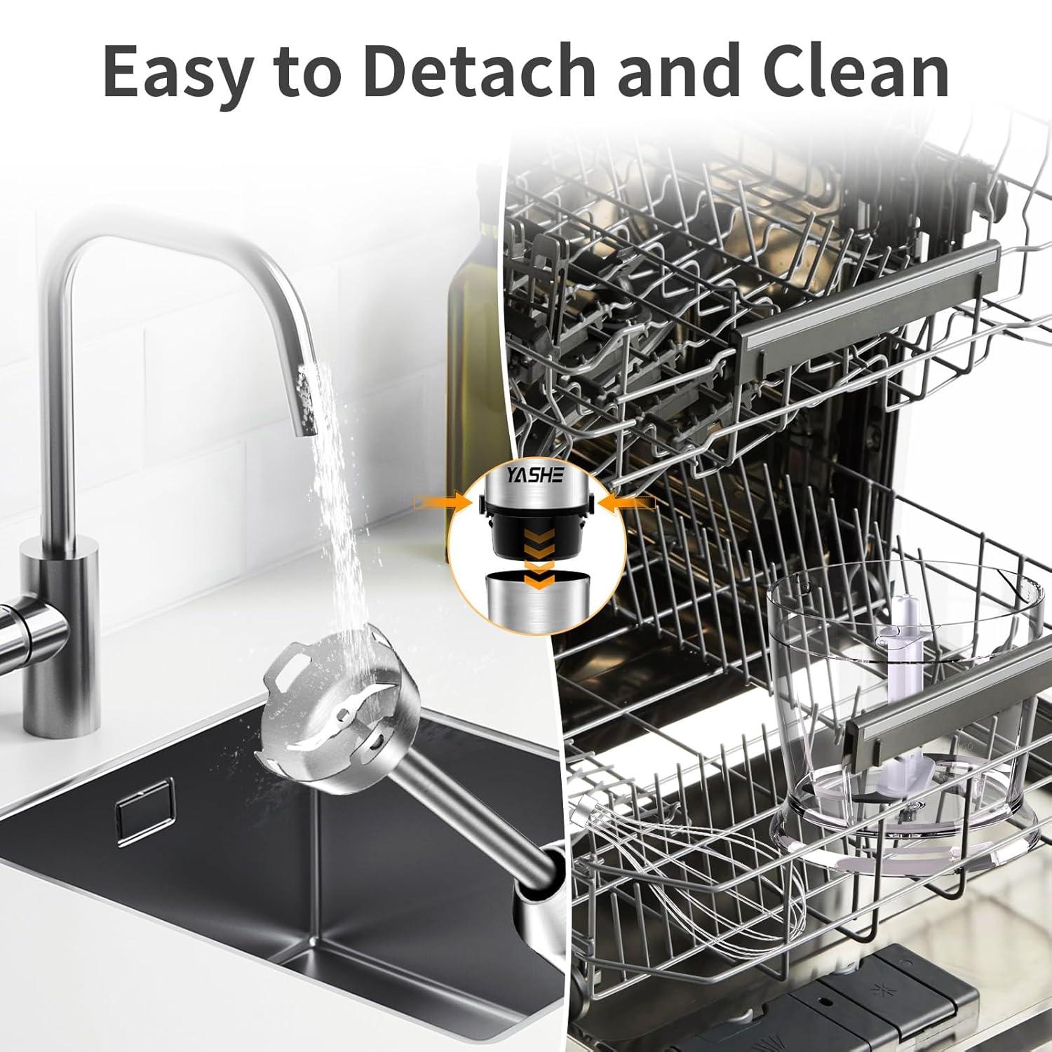 YASHE Immersion Hand Blender,5-in-1 Multi-Function Handheld Stick Blender with Chopper, 600ml Mixing Cup, Continuously Variable Speed Mixer Milk Frother for Baby Food/Smoothies/Puree