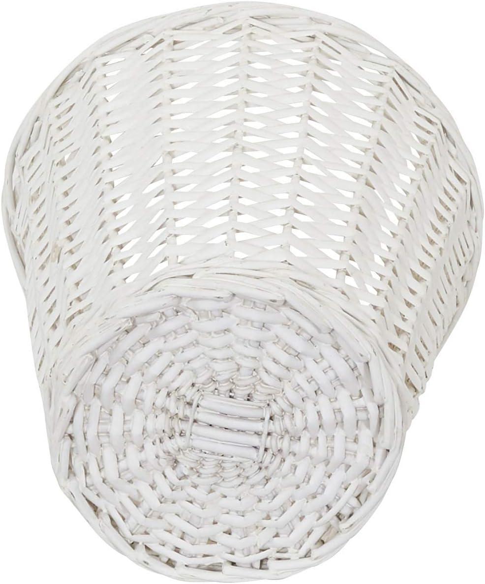 Household Essentials Wicker Waste Basket White: Indoor Trash Can, Open Top, Small, Spot Clean, 13.9L Capacity