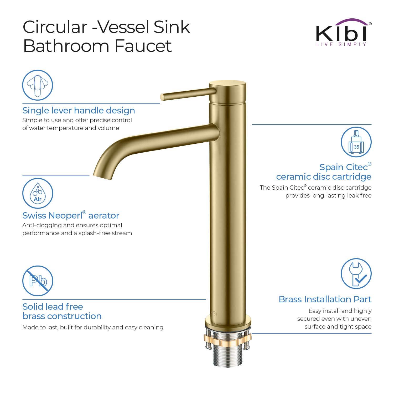 Circular Vessel Sink Faucet Single-handle Bathroom Faucet