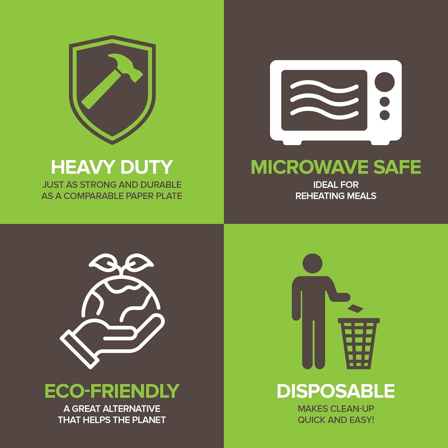 Eco-Friendly 9-Inch White Sugarcane Compostable Plates, 100 Count