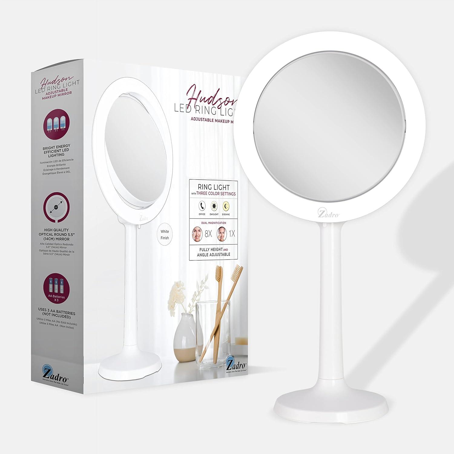 Zadro Hudson LED Lighted Makeup Mirrors w/ Magnification & Suction Cup