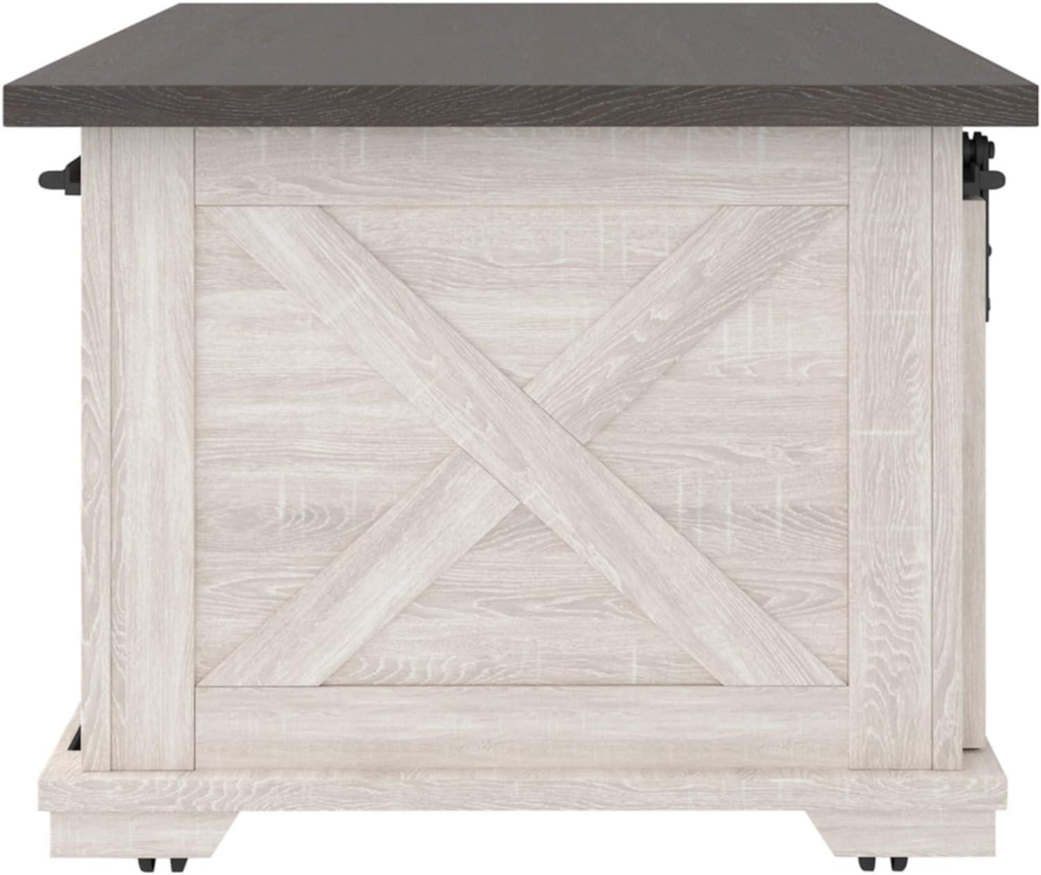 Contemporary Two-Tone Sliding Barn Door Coffee Table with Storage