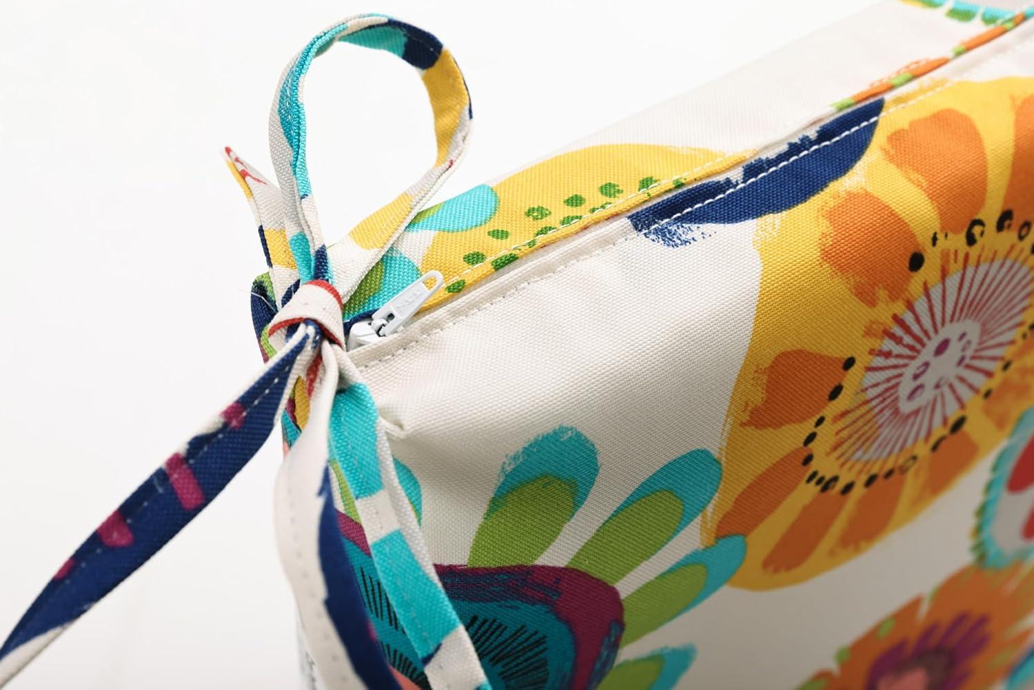 20"x20"x3" 2pc Crosby Floral Outdoor Squared Corners Chair Cushions - Confetti - Pillow Perfect: Weather-Resistant with Ties