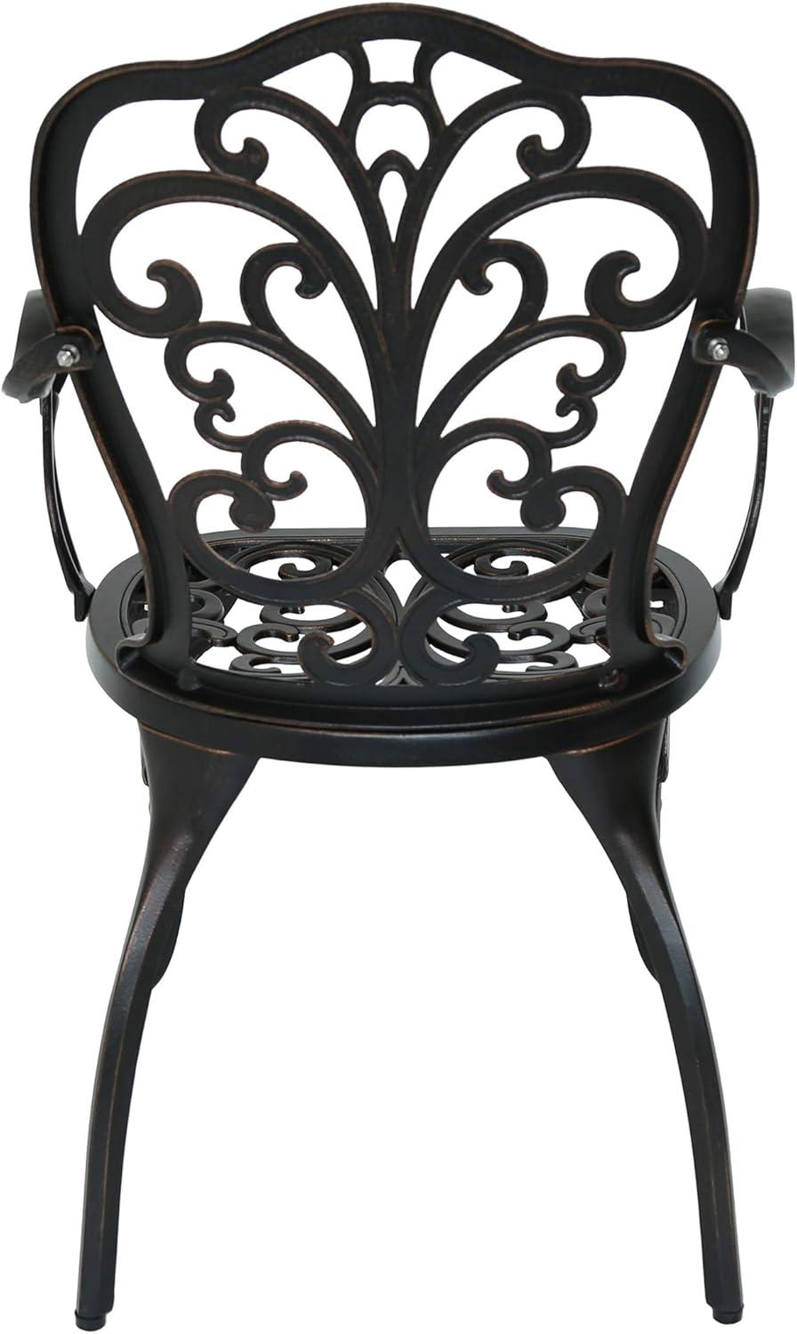 Deka Outdoor Cast Aluminum Dining Chairs, Set of 2, Shiny Copper