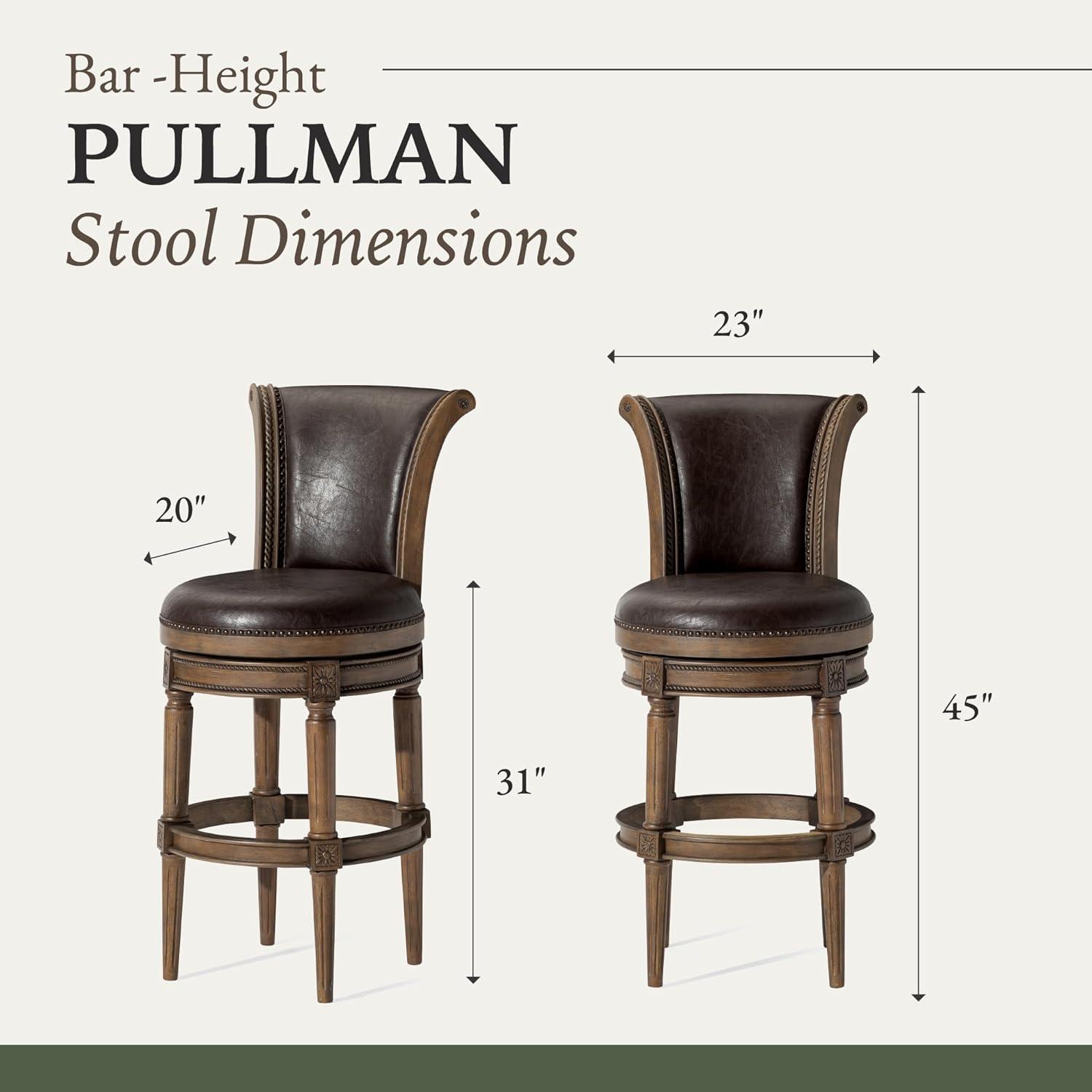 Maven Lane Pullman Counter Stool in Reclaimed Oak Finish w/ Ronan Stone Vegan Leather