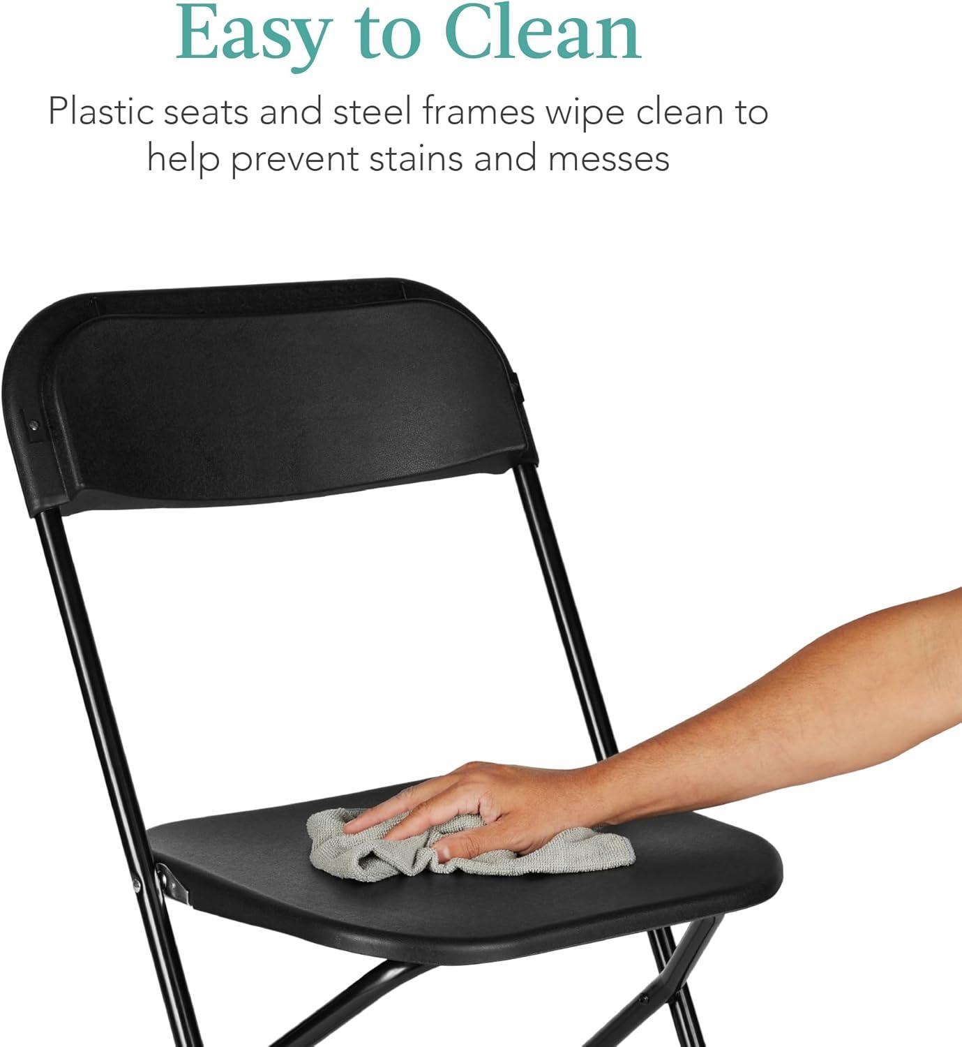 Best Choice Products Set of 4 Folding Stacking Plastic Chairs w/ Non-Slip Feet, 350lb Capacity - Black