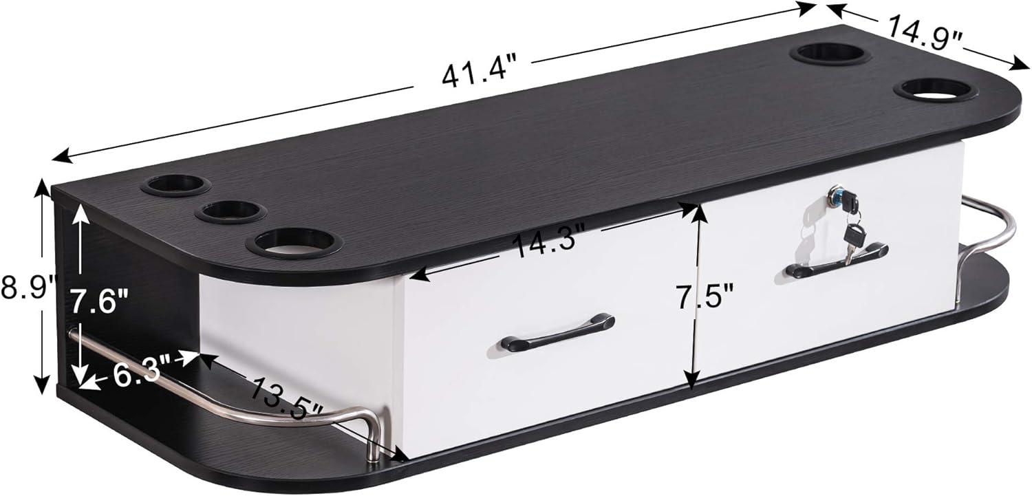 BarberPub Locking Wall Mount Styling Station Barber Beauty PB Style 42''L*9''H Equipment 5012