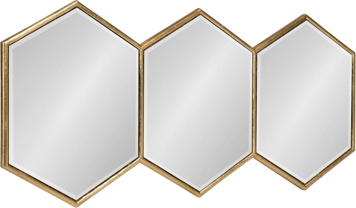 Kate and Laurel Royce Modern Glam Hexagon Trio Accent Wall Mirror, 30x14 Gold