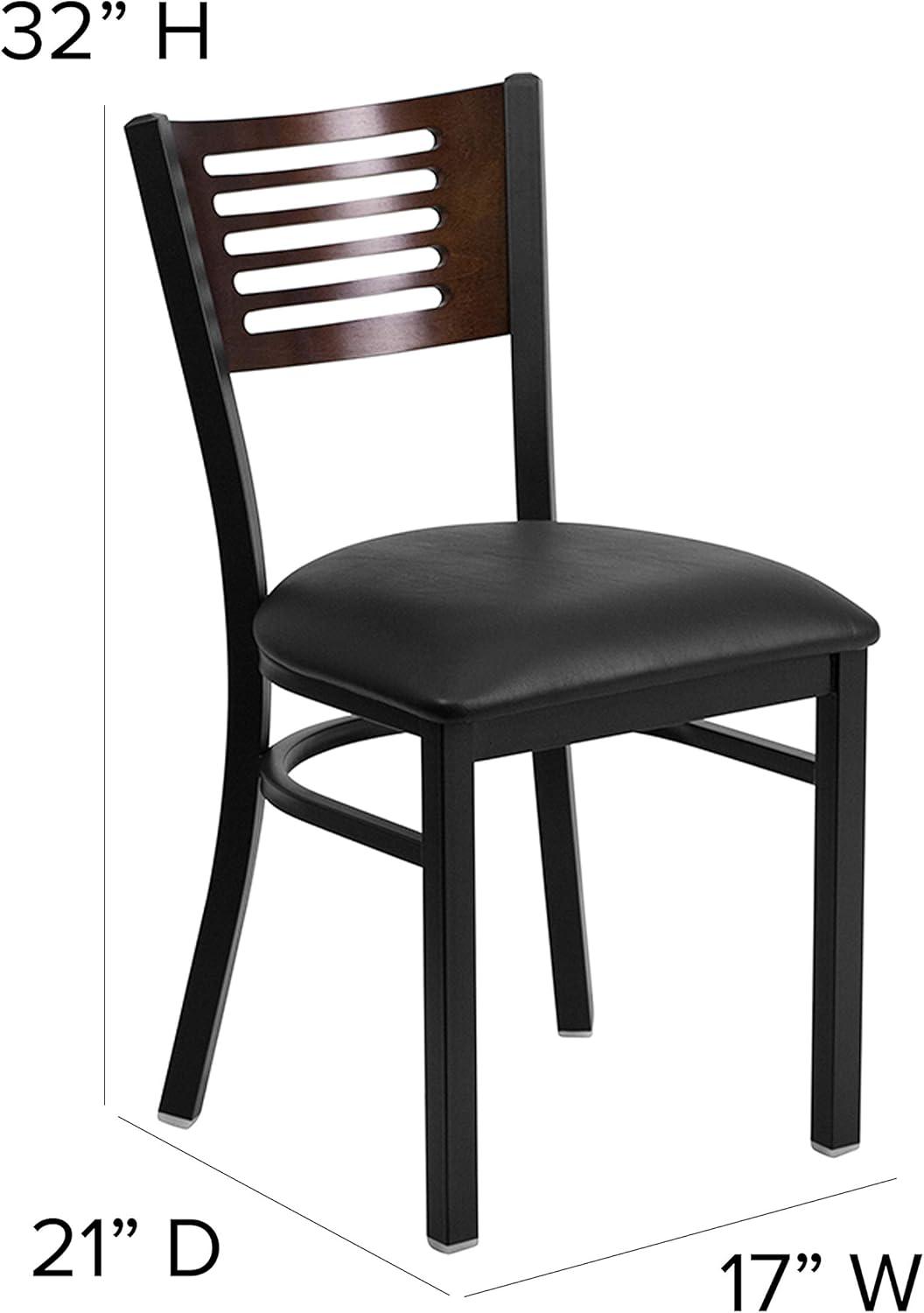 Hercules High Slat-Back Black and Walnut Metal Side Chair