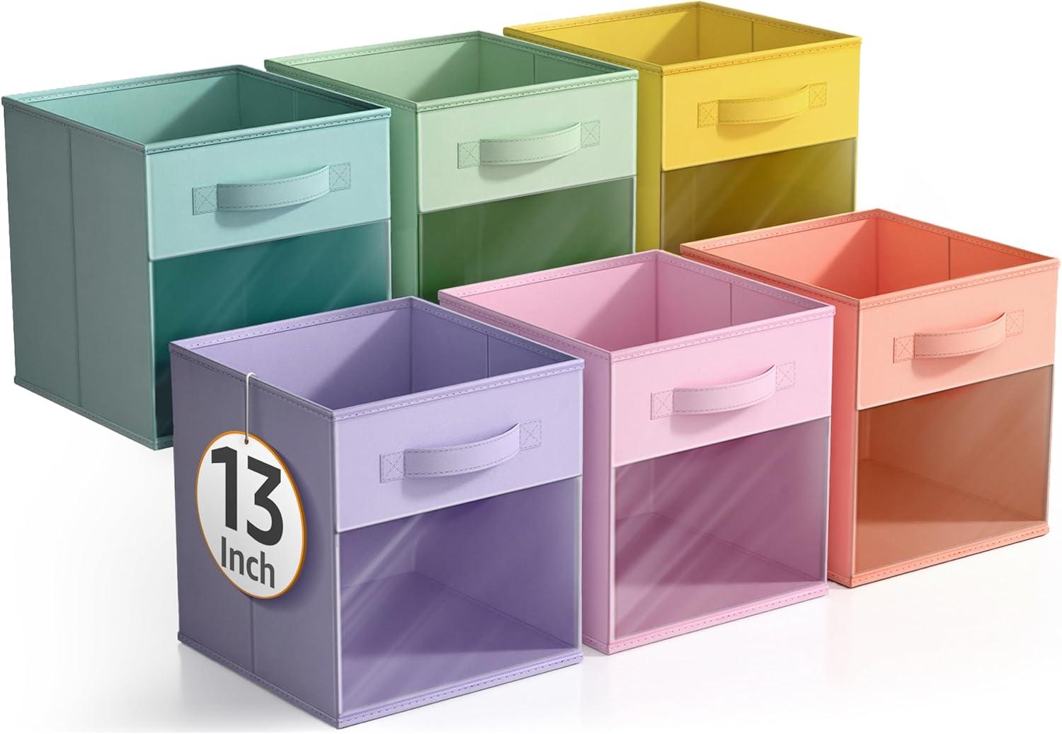 Sorbus Sorbus Storage Bins with Clear Window - 6 Foldable Baskets with Handles