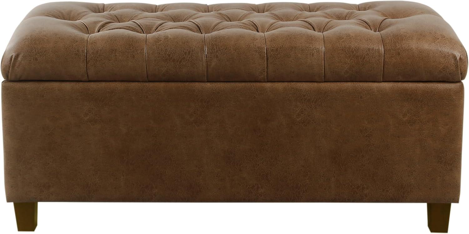 Ainsley Button Tufted Storage Bench Faux Leather - HomePop