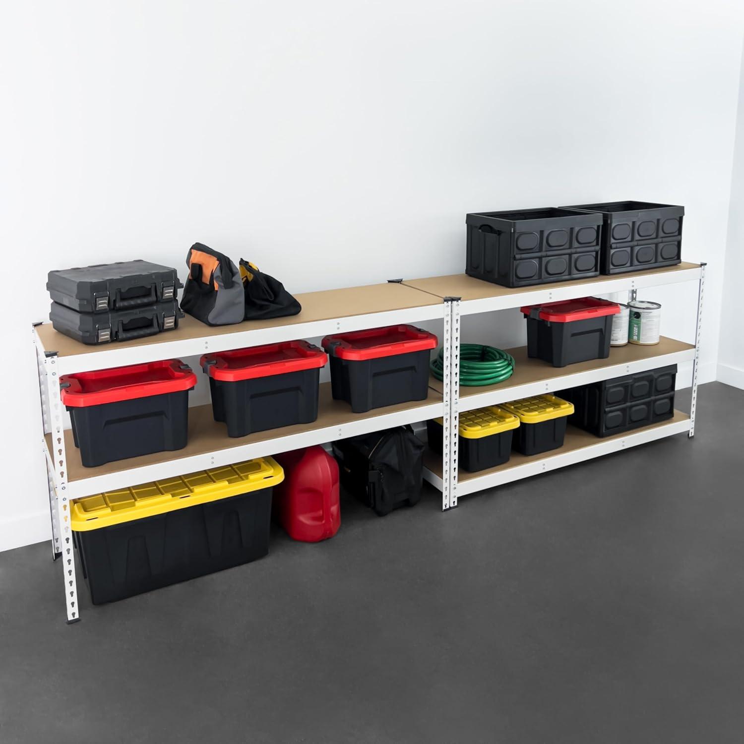 MonsterRax Modular Garage Shelving - 5 Tier Storage Shelves, Tall Metal Rack Shelves for Storage, Heavy Duty Steel Shelf Organizer for Garage, Or Kitchen Pantry (White, 18" x 60" x 72")