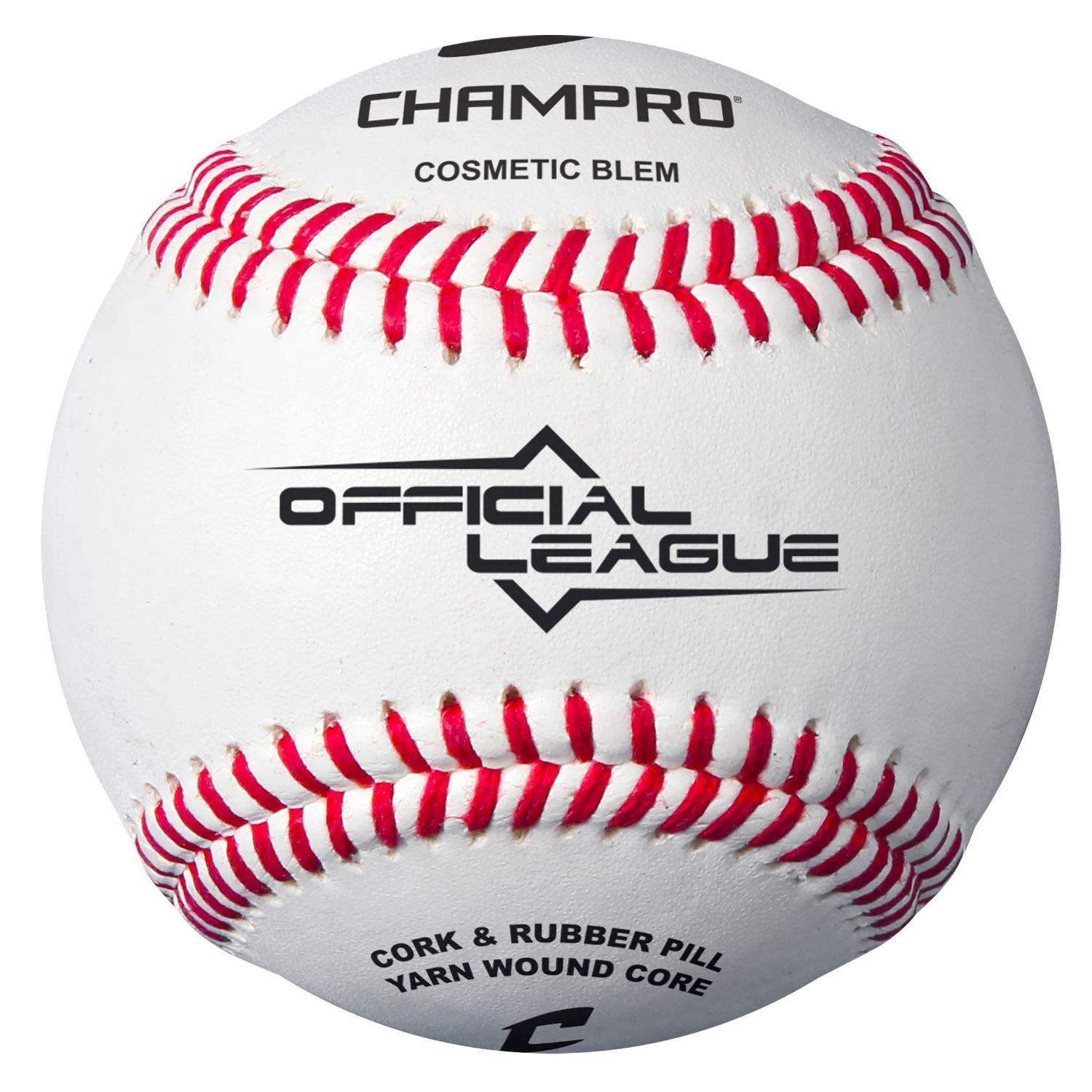 Champro Sports Youth League Baseballs with Leather Cover, Cosmetic Blem, 12 Pack